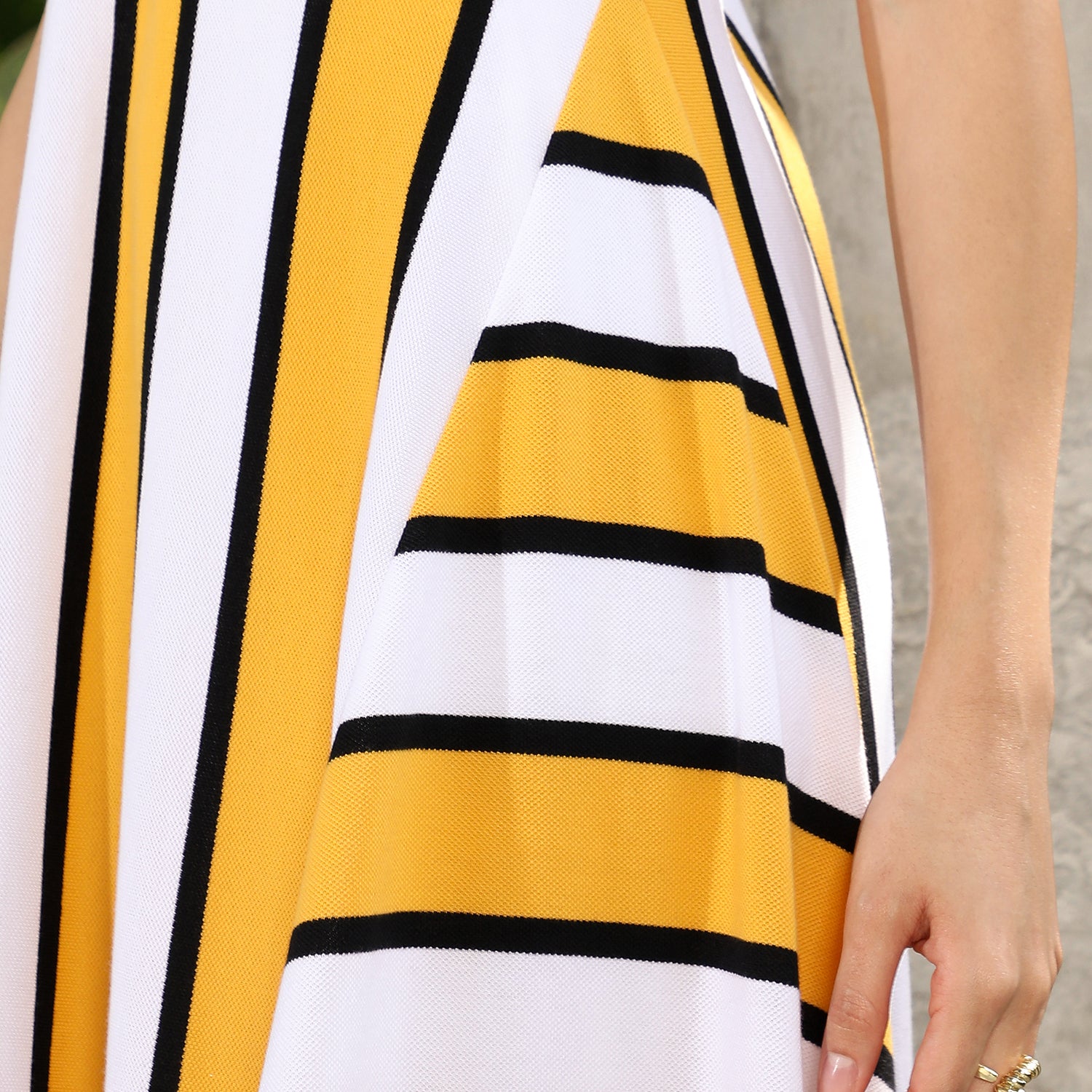 Nautical-Striped Flared Kurta Set