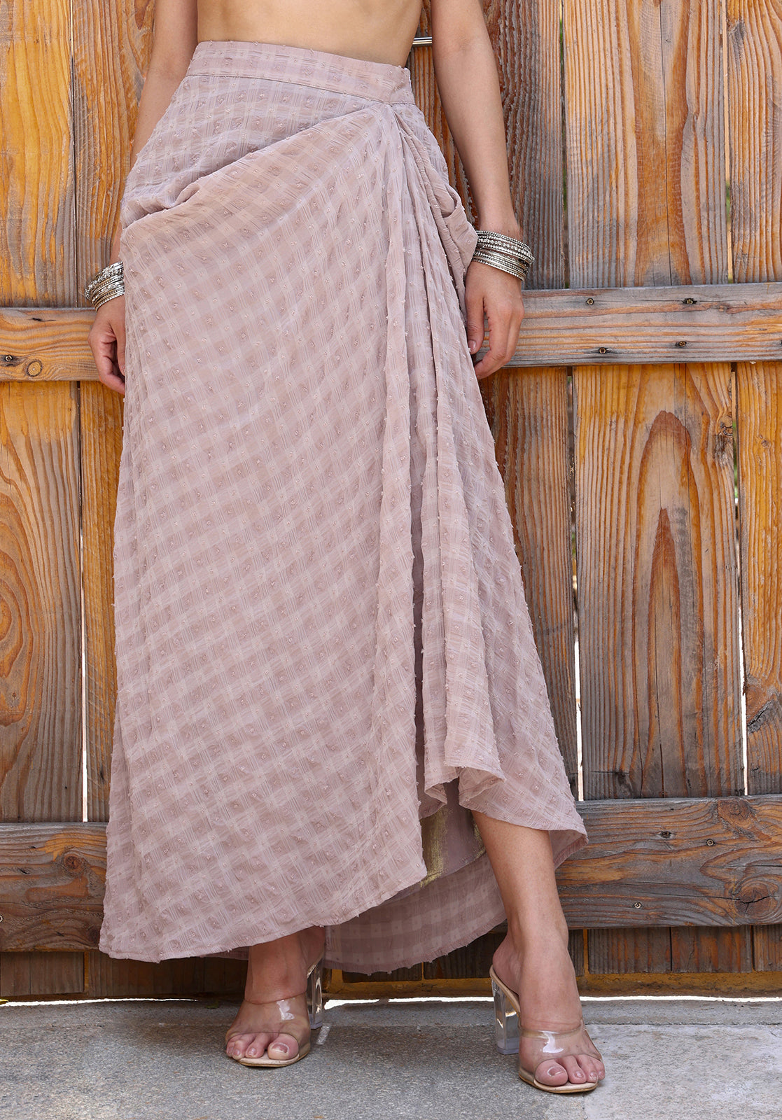 Embroidered Sleeveless Shirt Collar Georgette Mauve  Co-ord Set