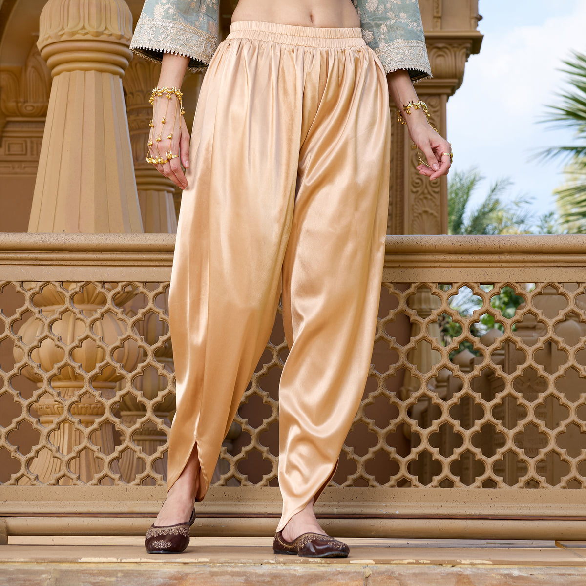 Brocade Kurta with satin trousers