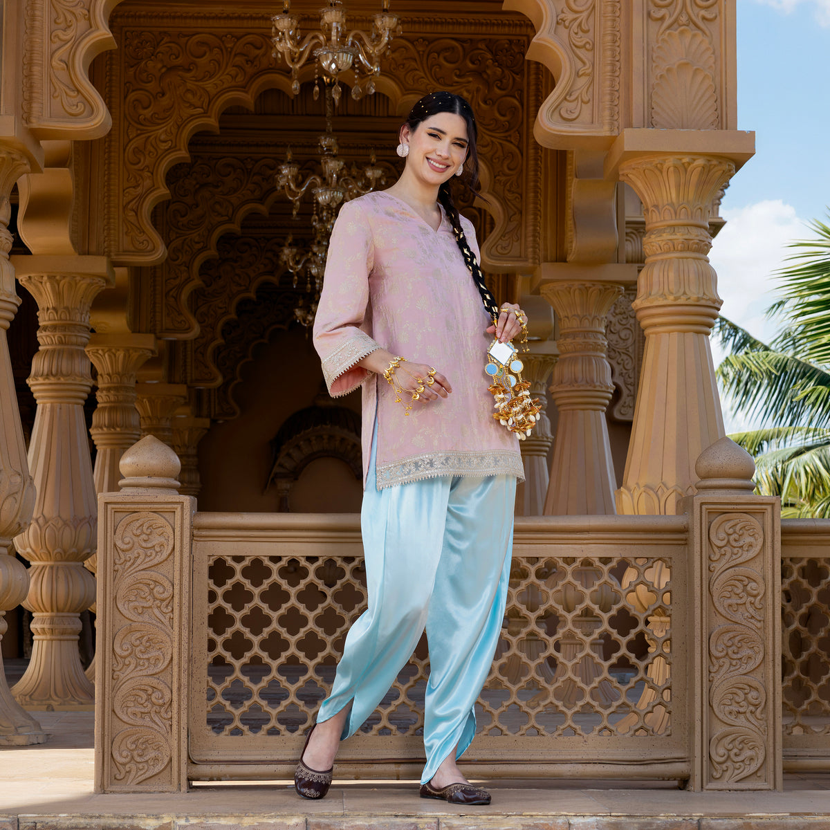 Brocade Kurta with satin trousers