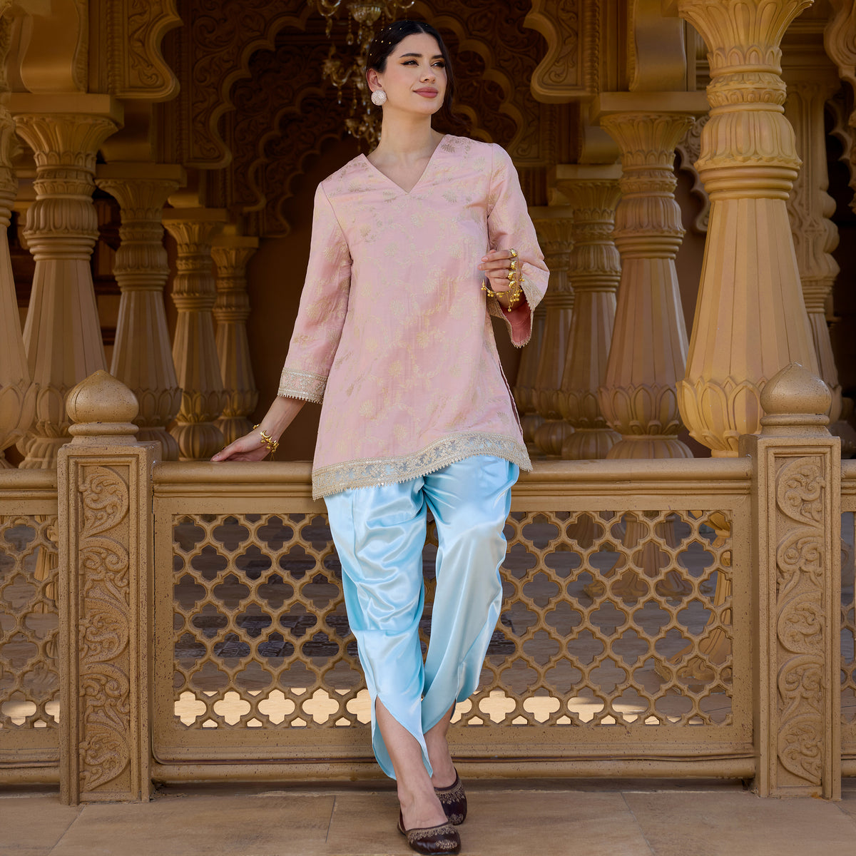 Brocade Kurta with satin trousers