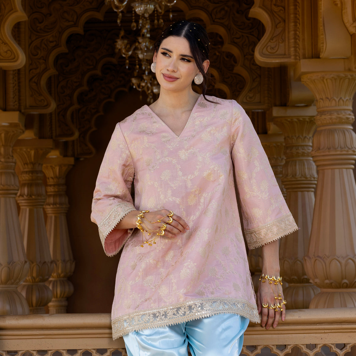 Brocade Kurta with satin trousers