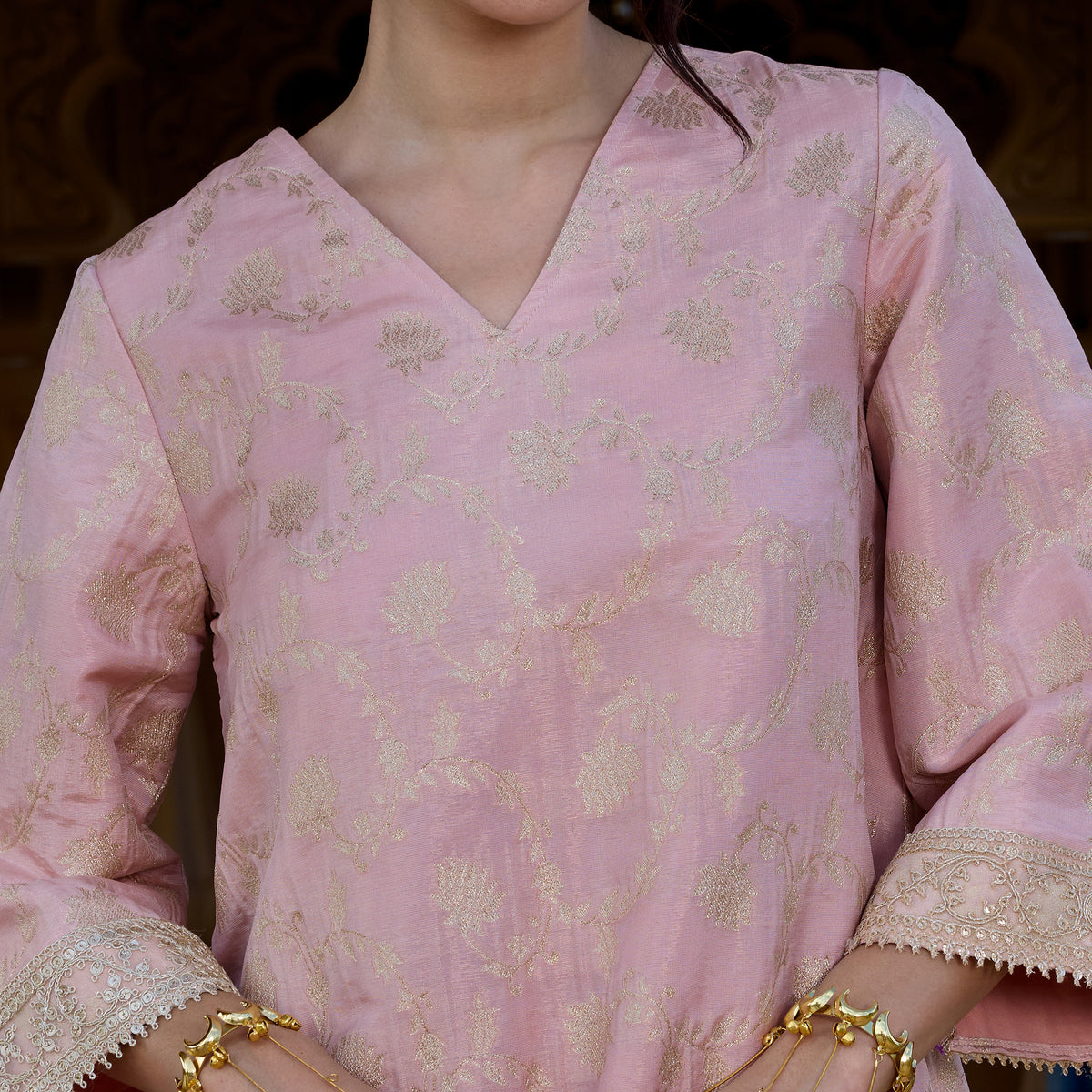Brocade Kurta with satin trousers