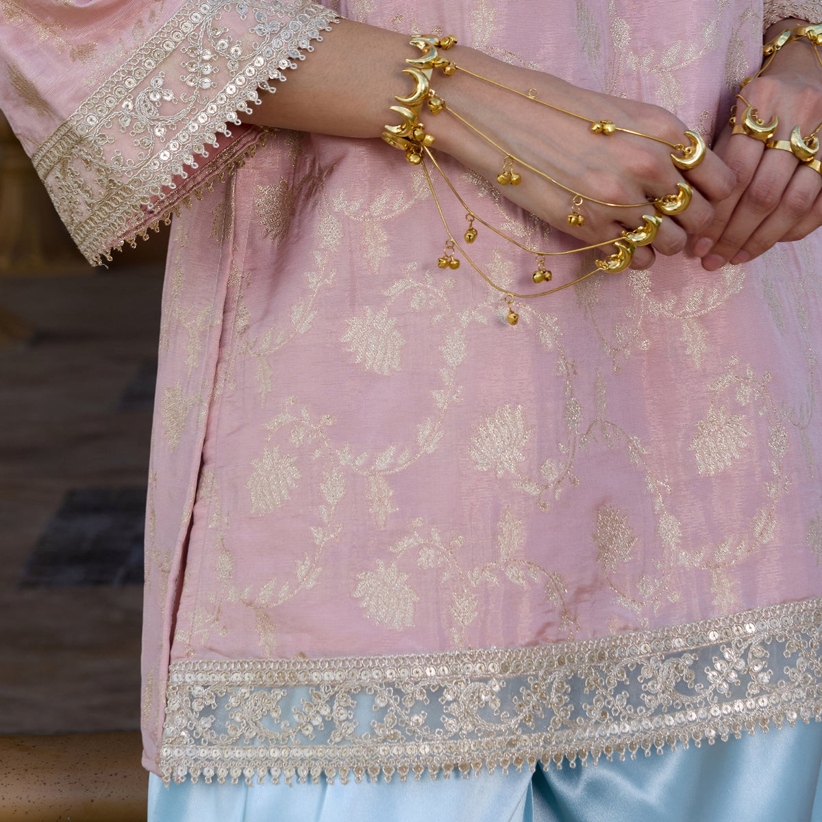 Brocade Kurta with satin trousers