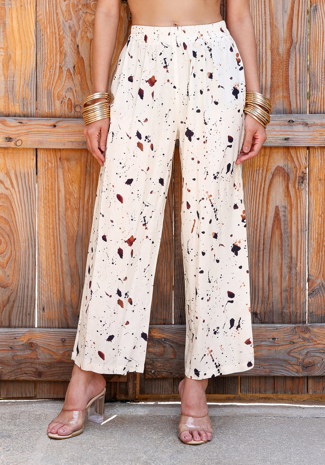 Embroidered Abstract Print Round Neck 3/4th Sleeves Off-White  Co-ord Set