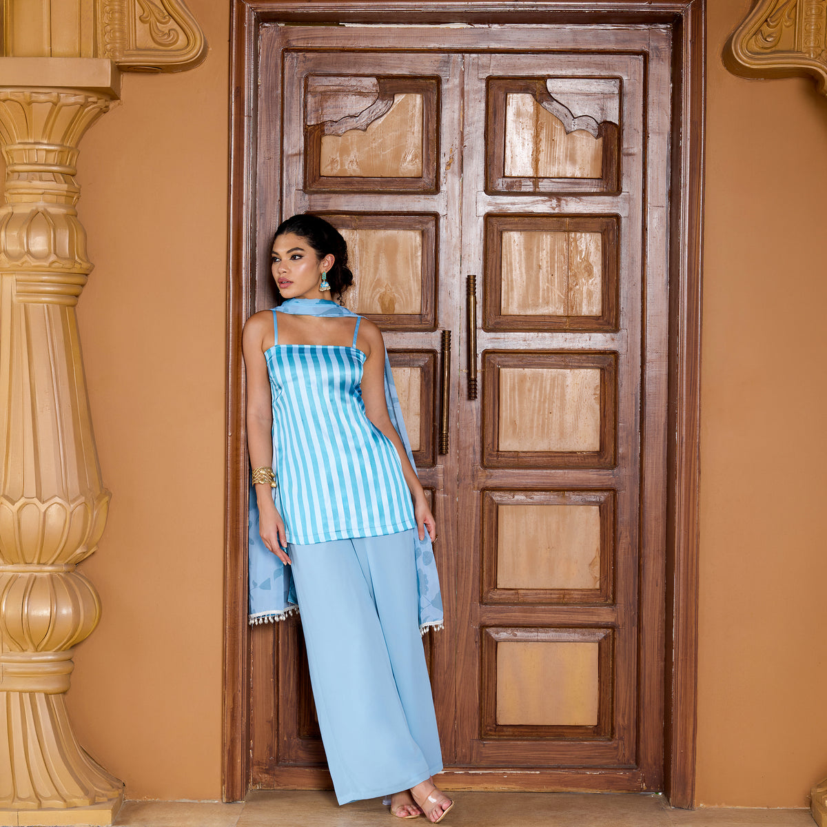 Printed Satin Chatpata kurti With straight fit trousers and Dupatta