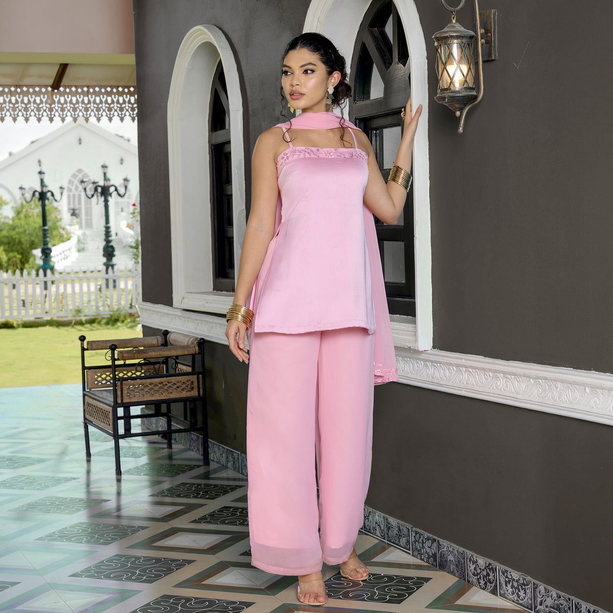 Satin Chatpata kurti With straight fit trousers and Dupatta