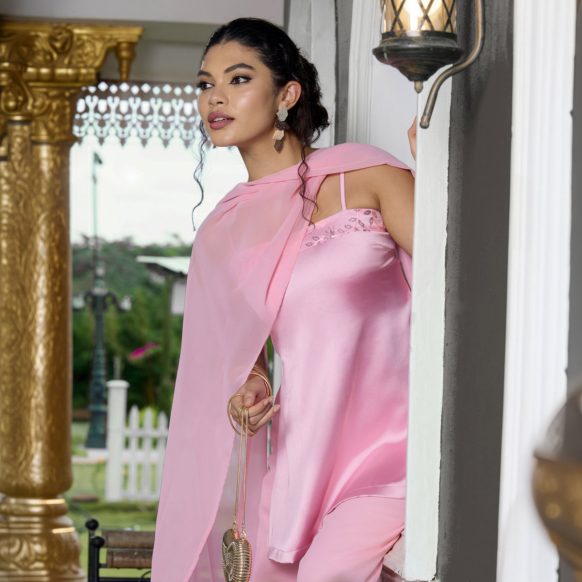 Satin Chatpata kurti With straight fit trousers and Dupatta