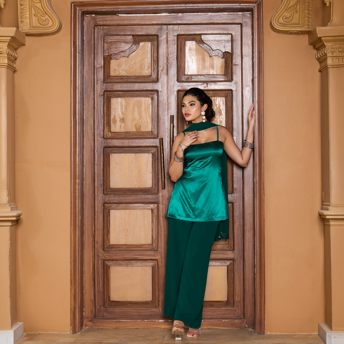 Satin Chatpata kurti With straight fit trousers and Dupatta