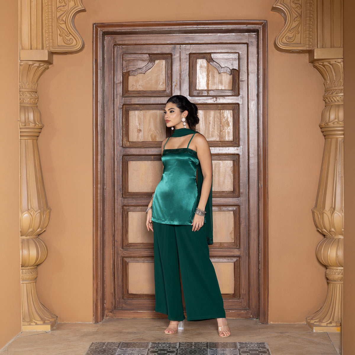 Satin Chatpata kurti With straight fit trousers and Dupatta