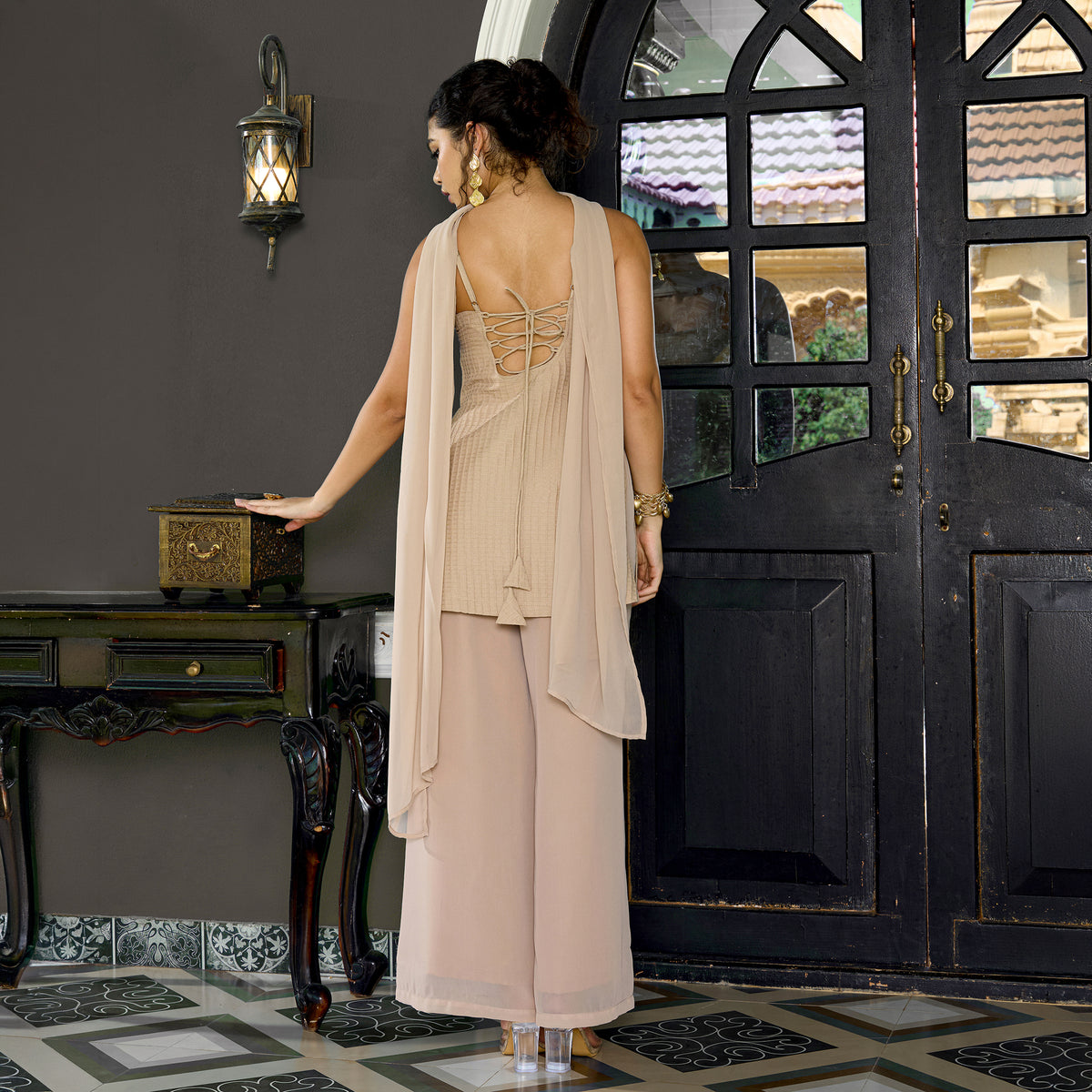 Textured Chatpata kurti With straight fit trousers and Dupatta