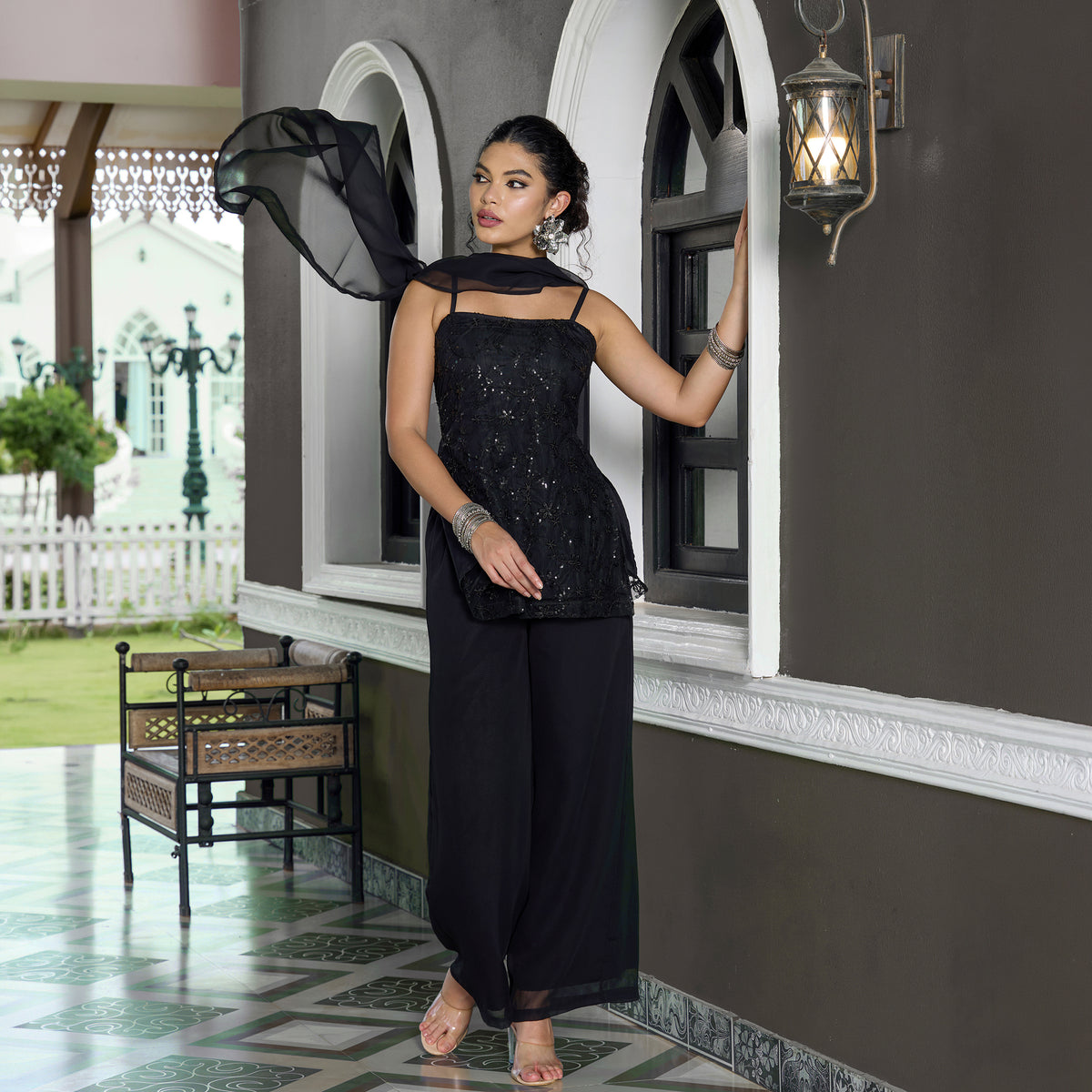 Sequin Chatpata kurti With straight fit trousers and Dupatta