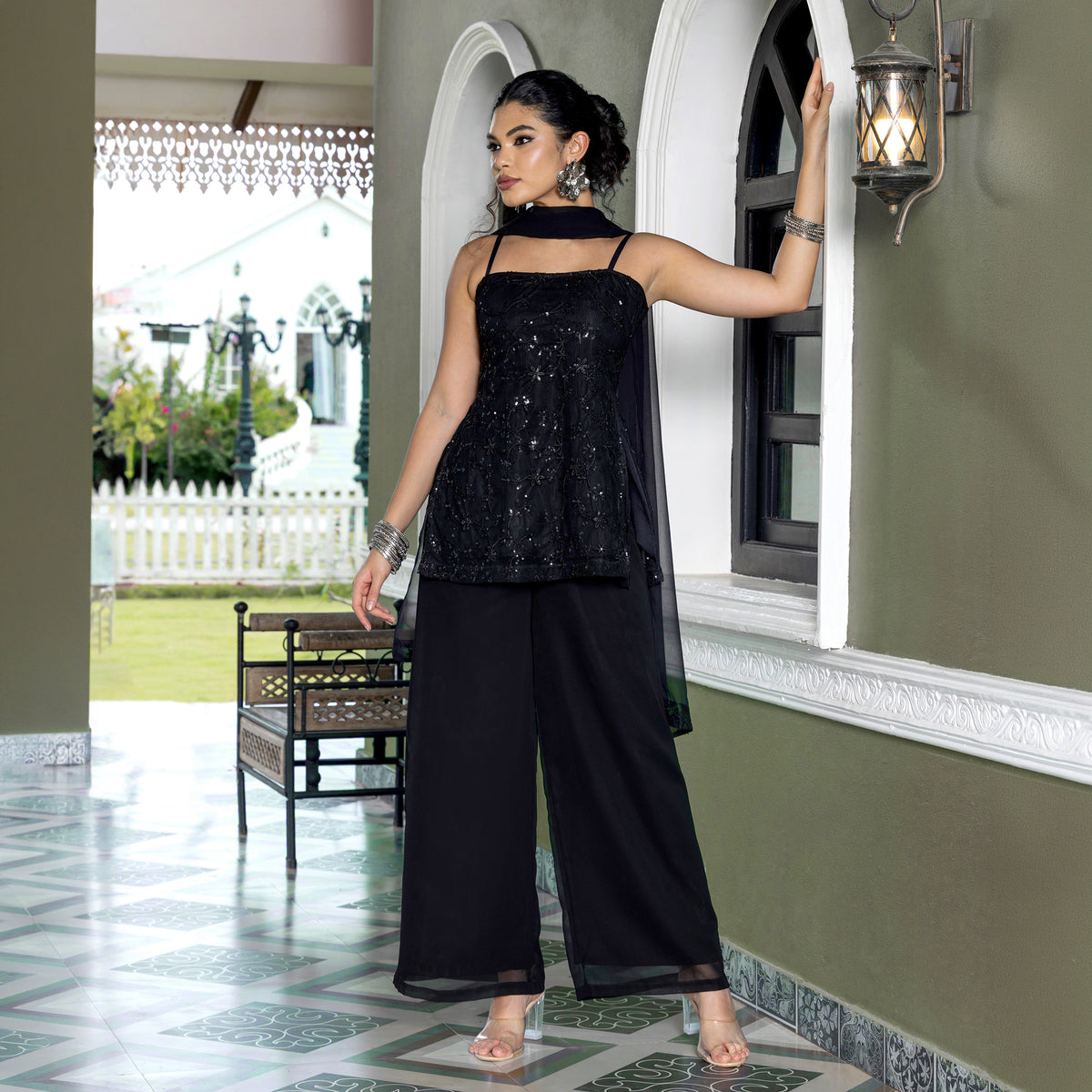 Sequin Chatpata kurti With straight fit trousers and Dupatta