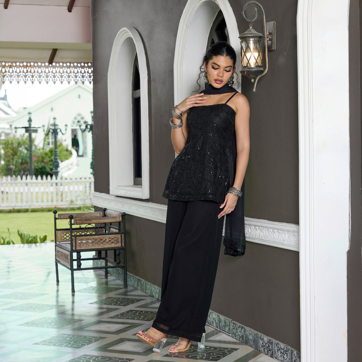 Sequin Chatpata kurti With straight fit trousers and Dupatta