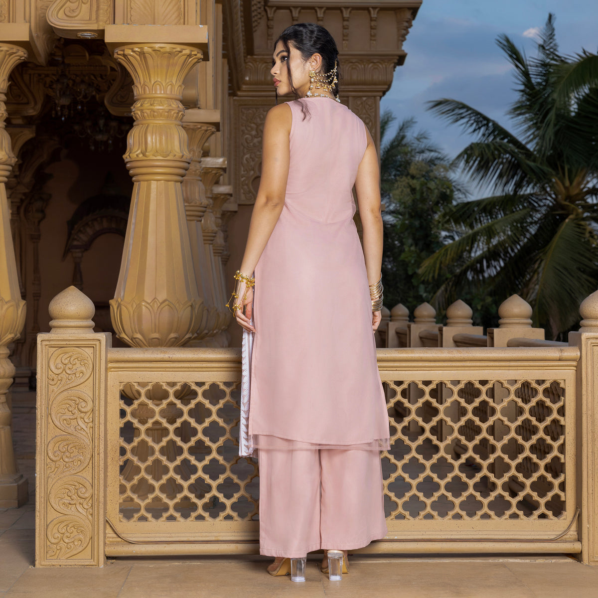 Sequin kurta with trousers and dupatta