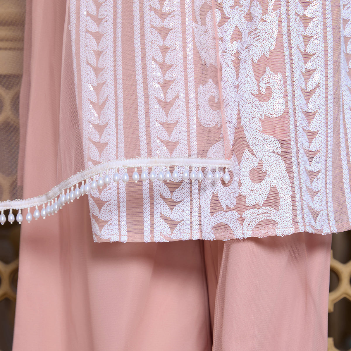 Sequin kurta with trousers and dupatta