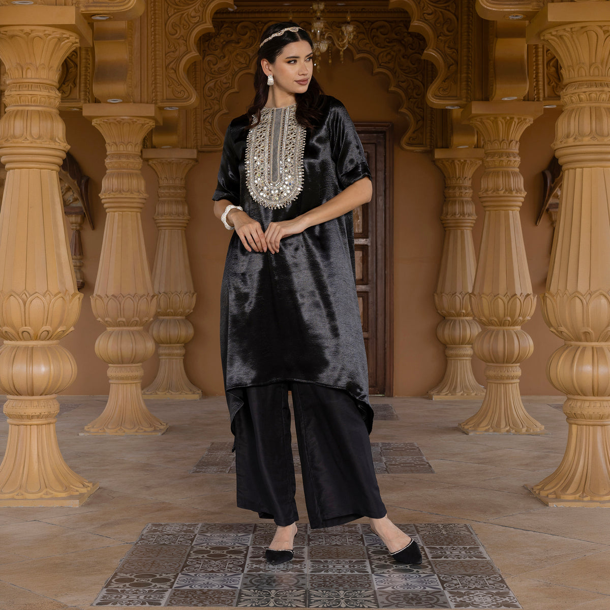 Satin kurta with trousers