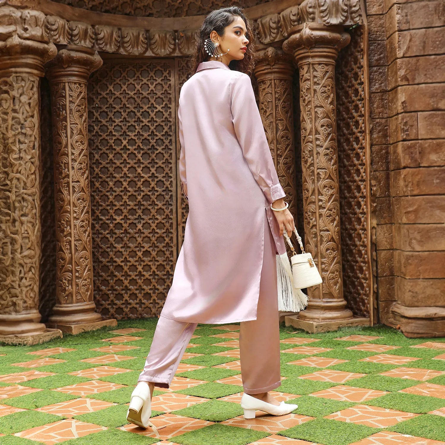 Fringed Block Kurta With Trousers