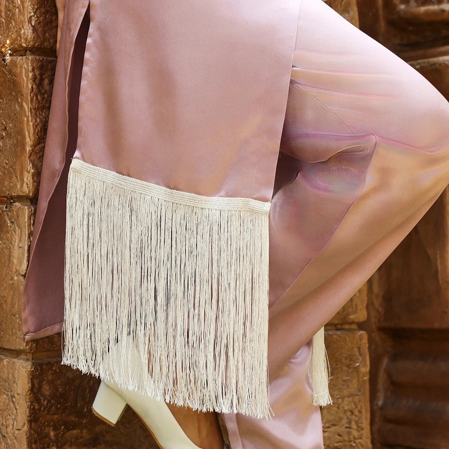 Fringed Block Kurta With Trousers