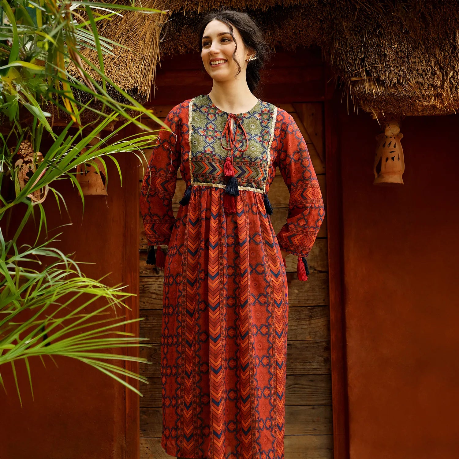 Geometric Block Kurta With Trousers