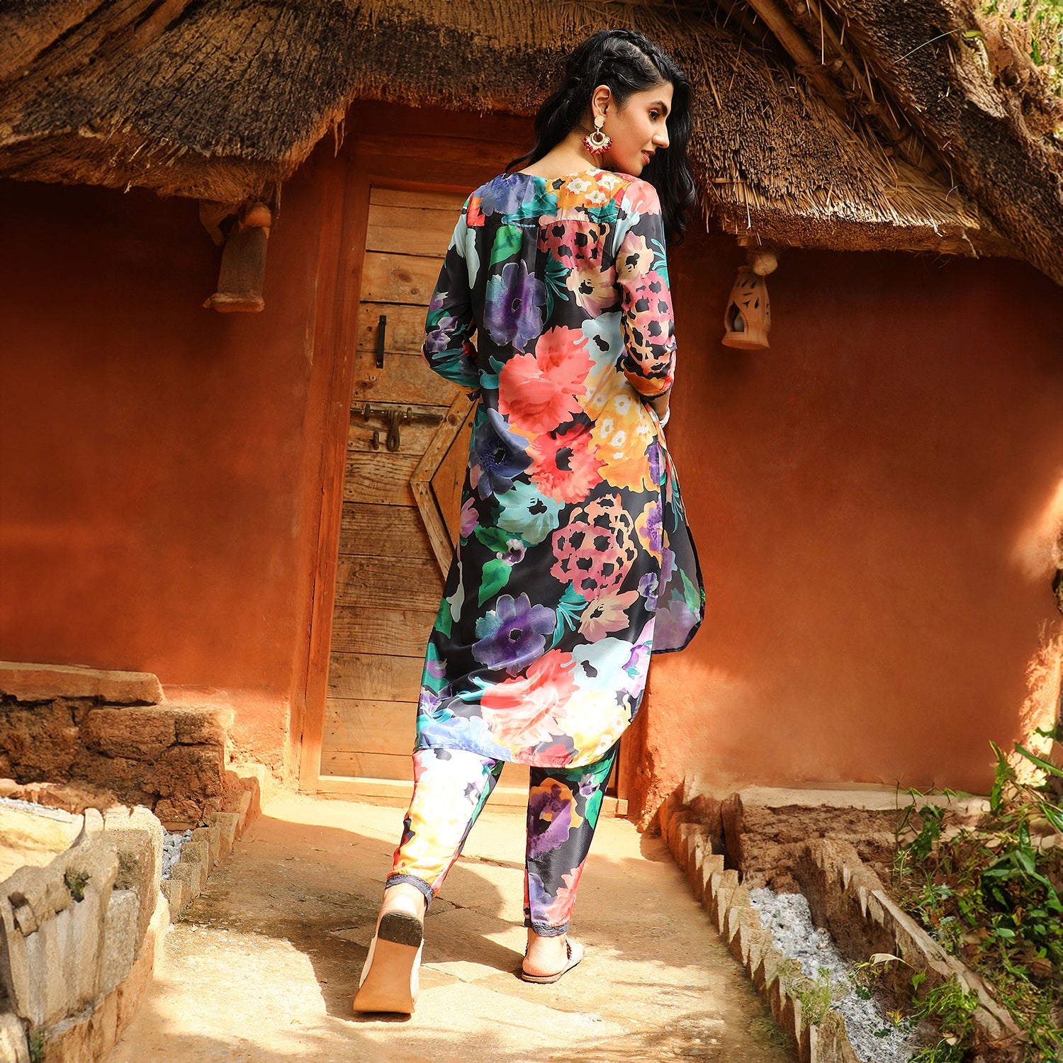 Botanical Cluster Kurti With Trousers