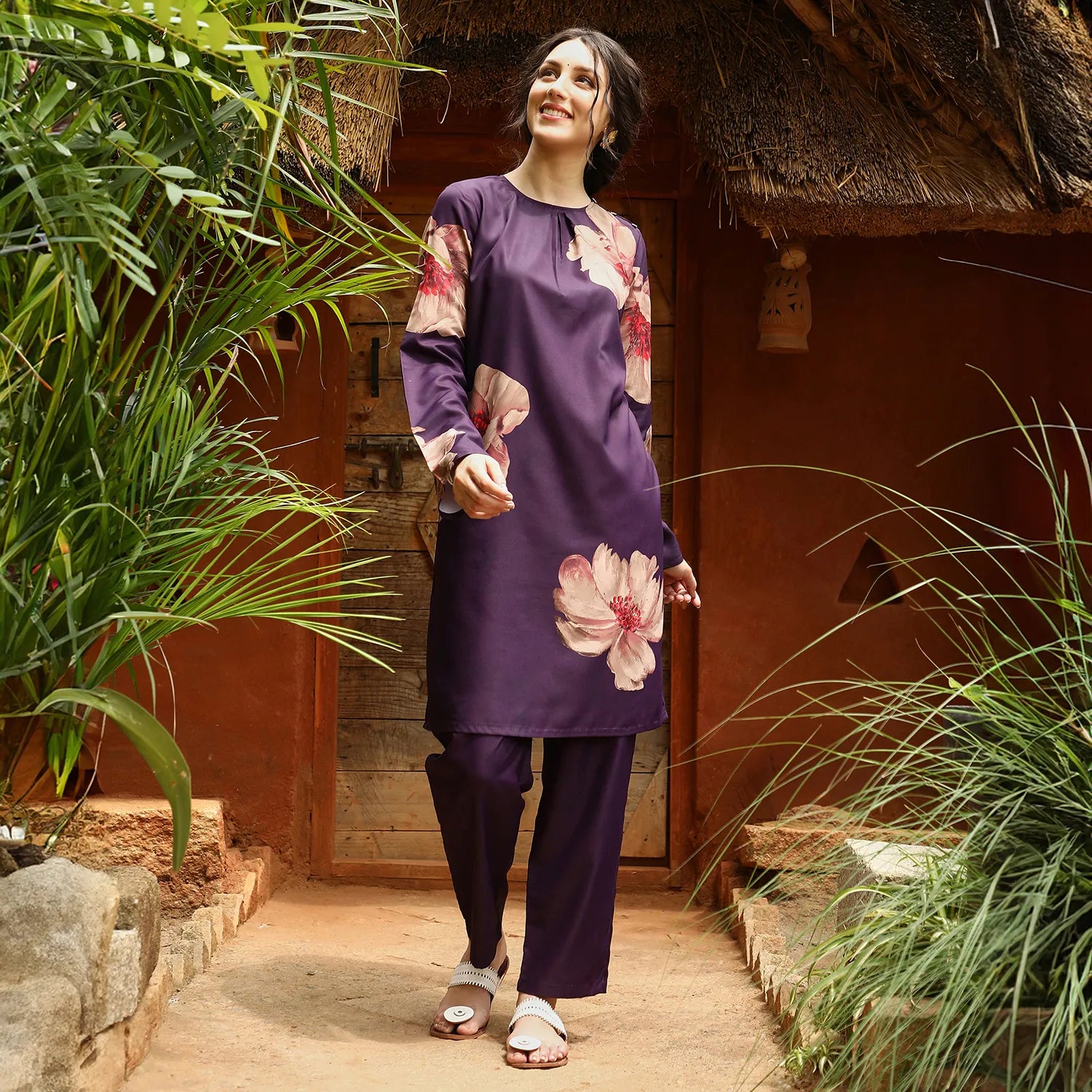 Poppy Flora Kurti With Trousers