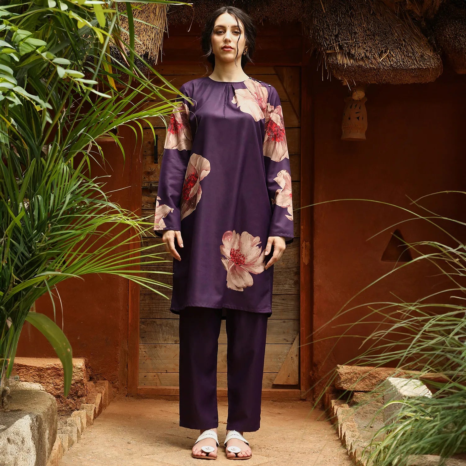 Poppy Flora Kurti With Trousers