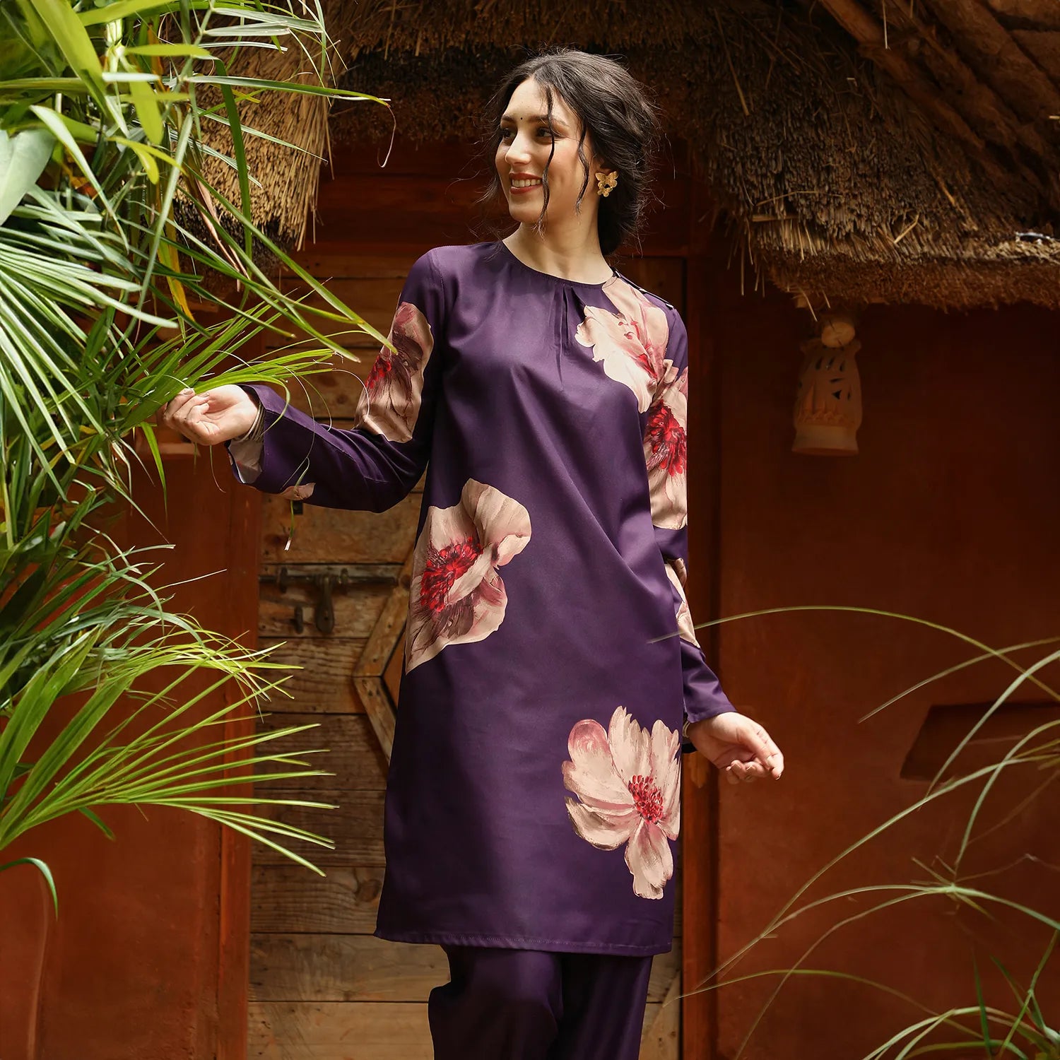 Poppy Flora Kurti With Trousers