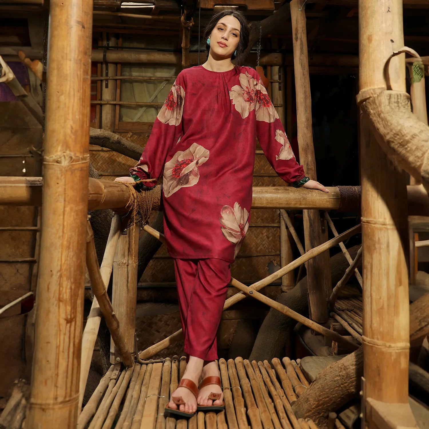 Poppy Flora Kurti With Trousers