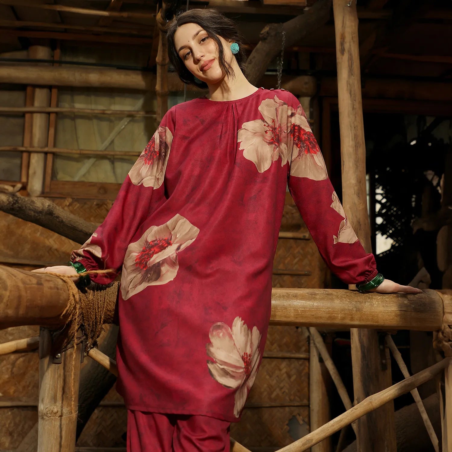 Poppy Flora Kurti With Trousers