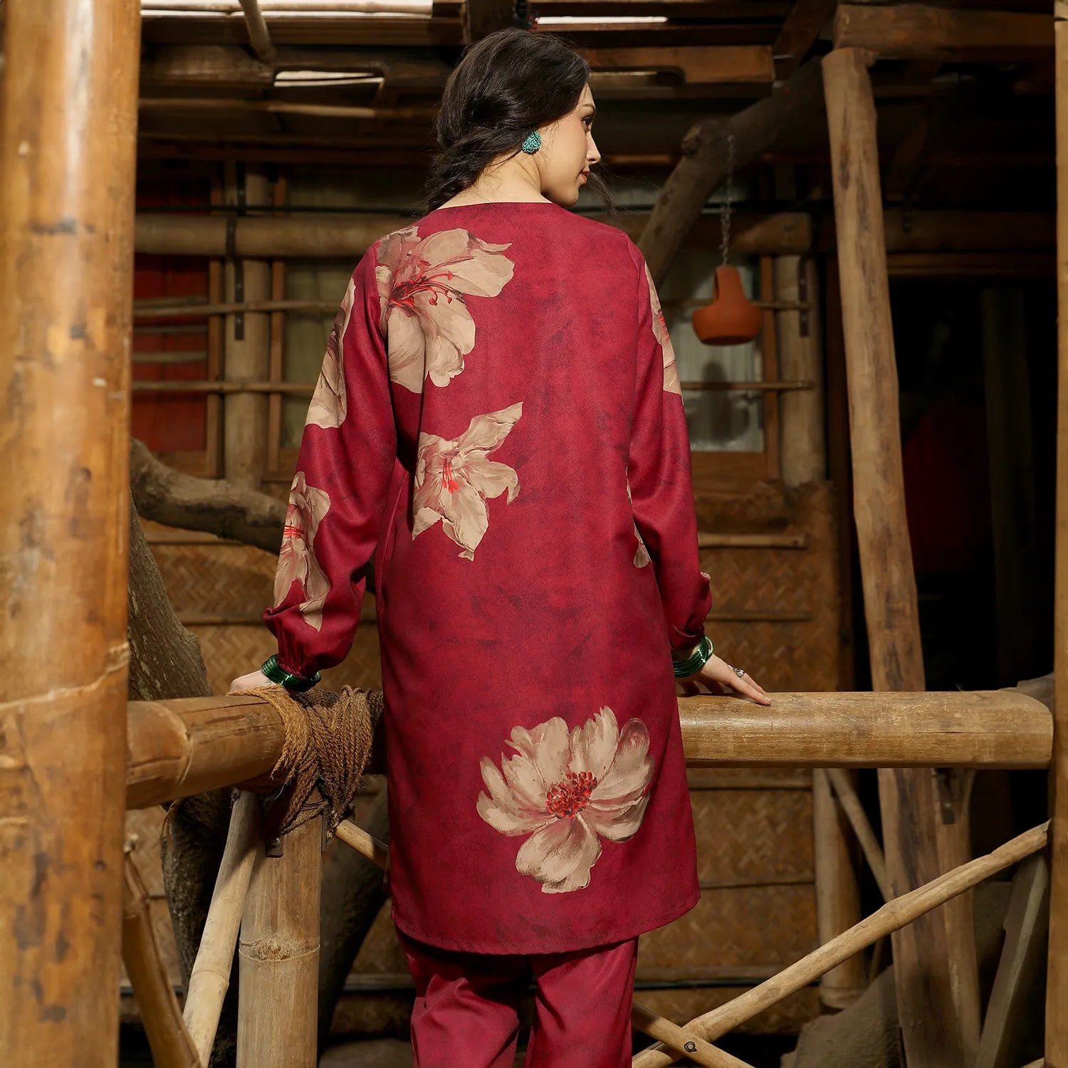 Poppy Flora Kurti With Trousers