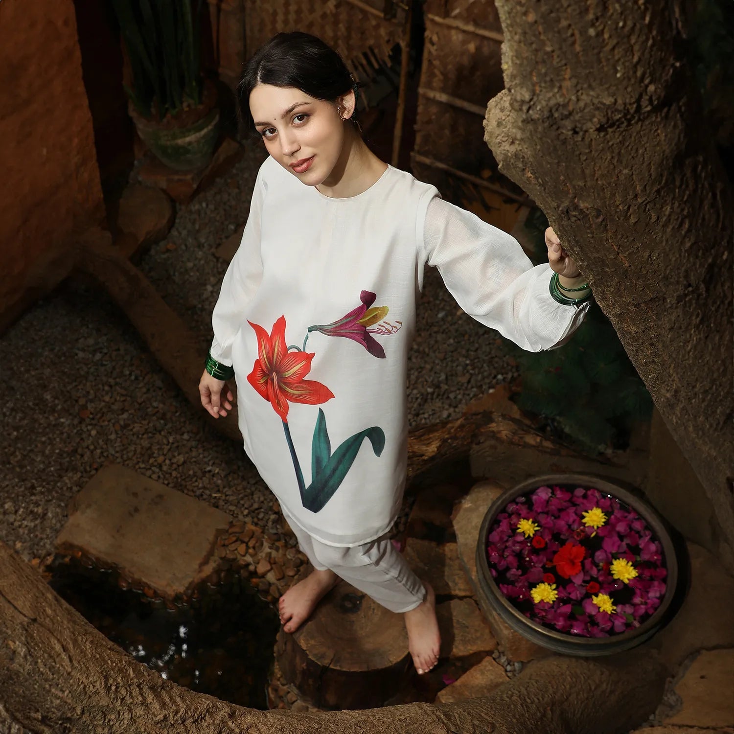 Amaryllis Flora Kurti With Trousers