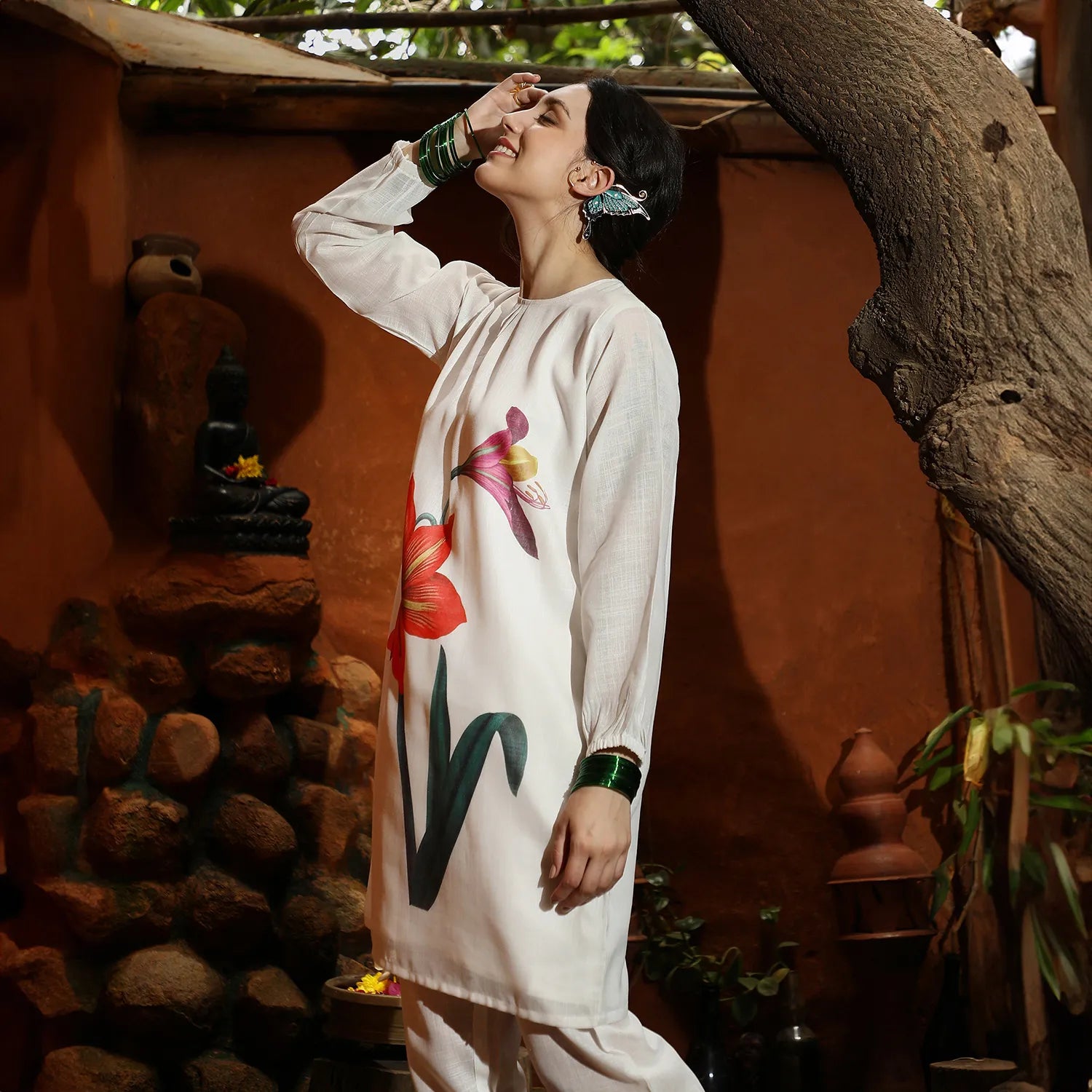 Amaryllis Flora Kurti With Trousers