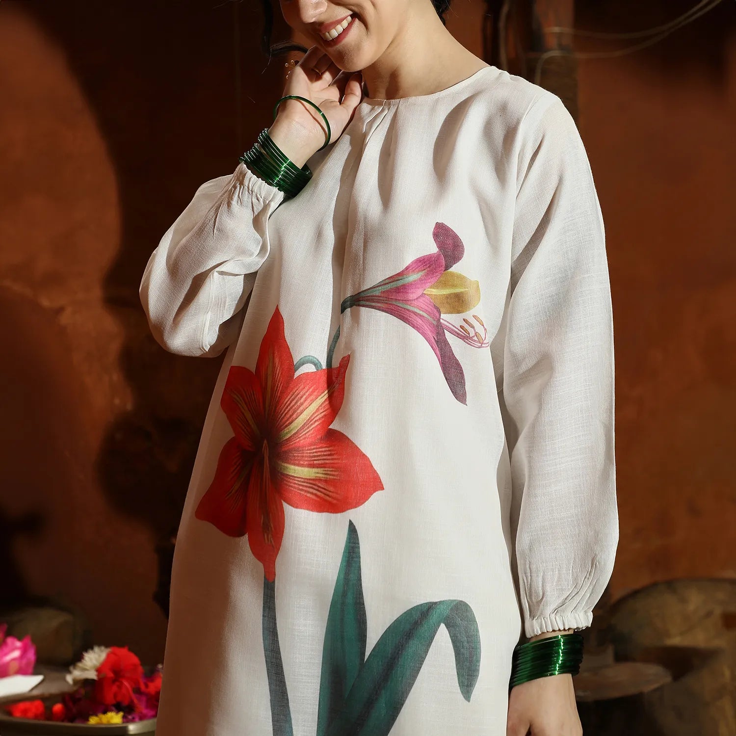 Amaryllis Flora Kurti With Trousers