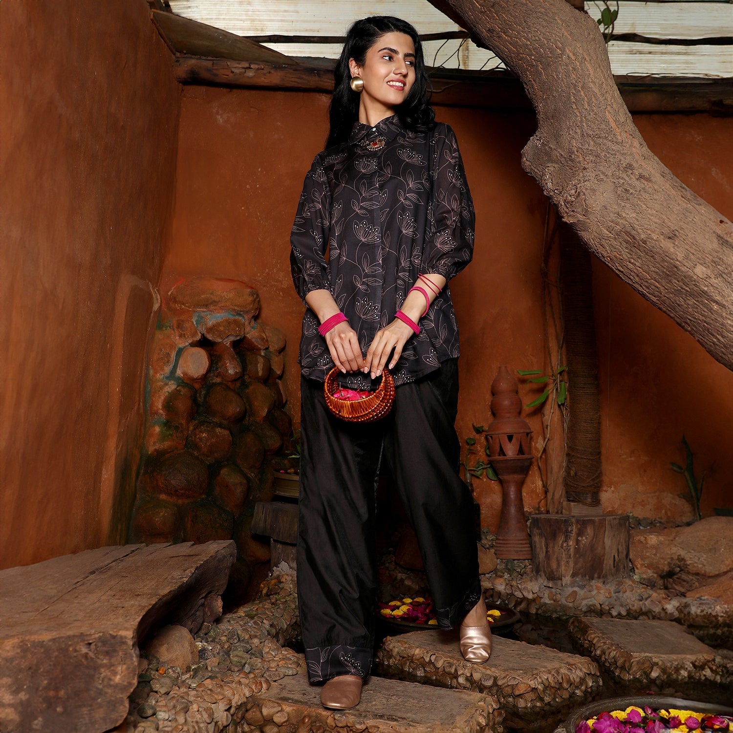 Flora Lined Kurti With Trousers