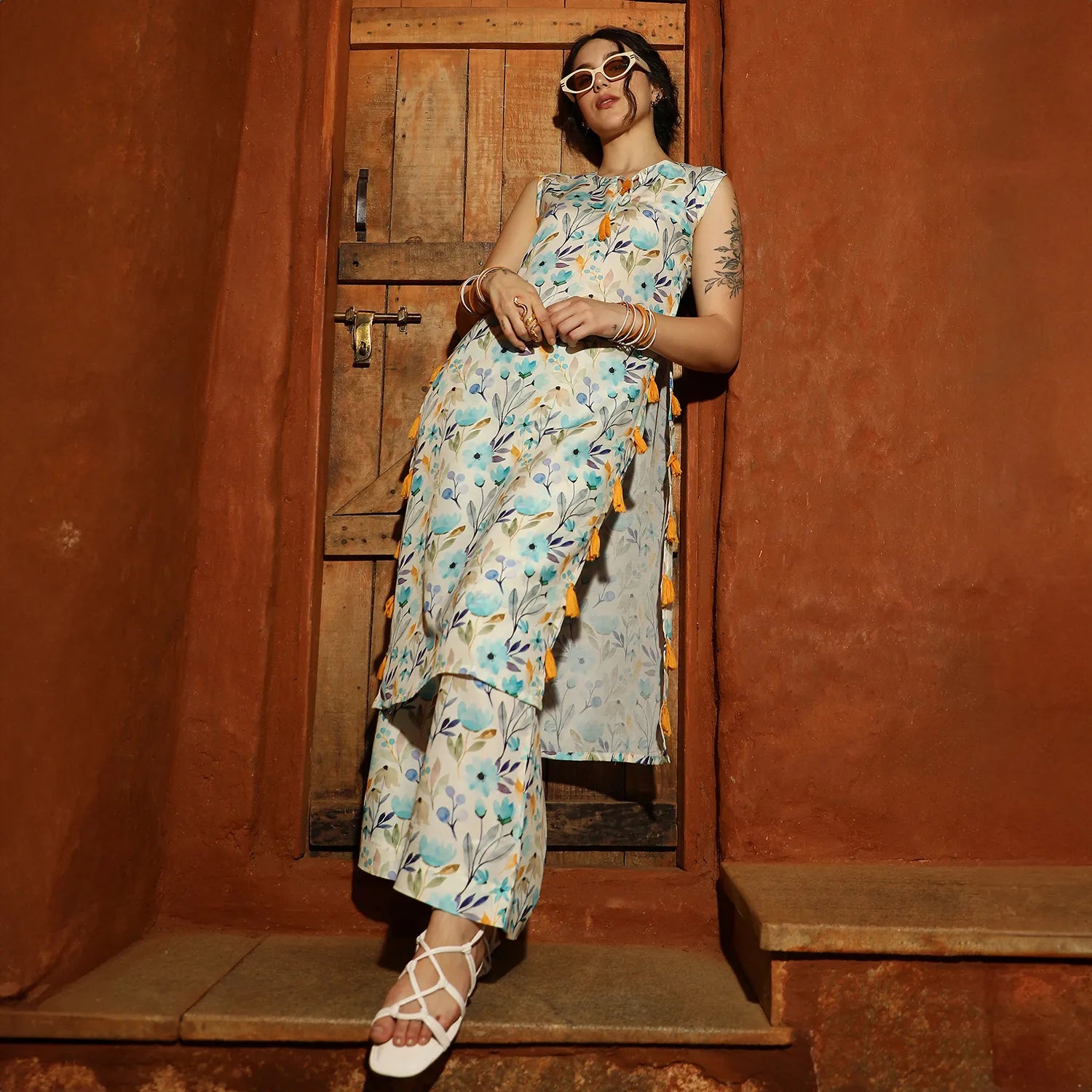 Floral Tassel Kurta With Palazzo