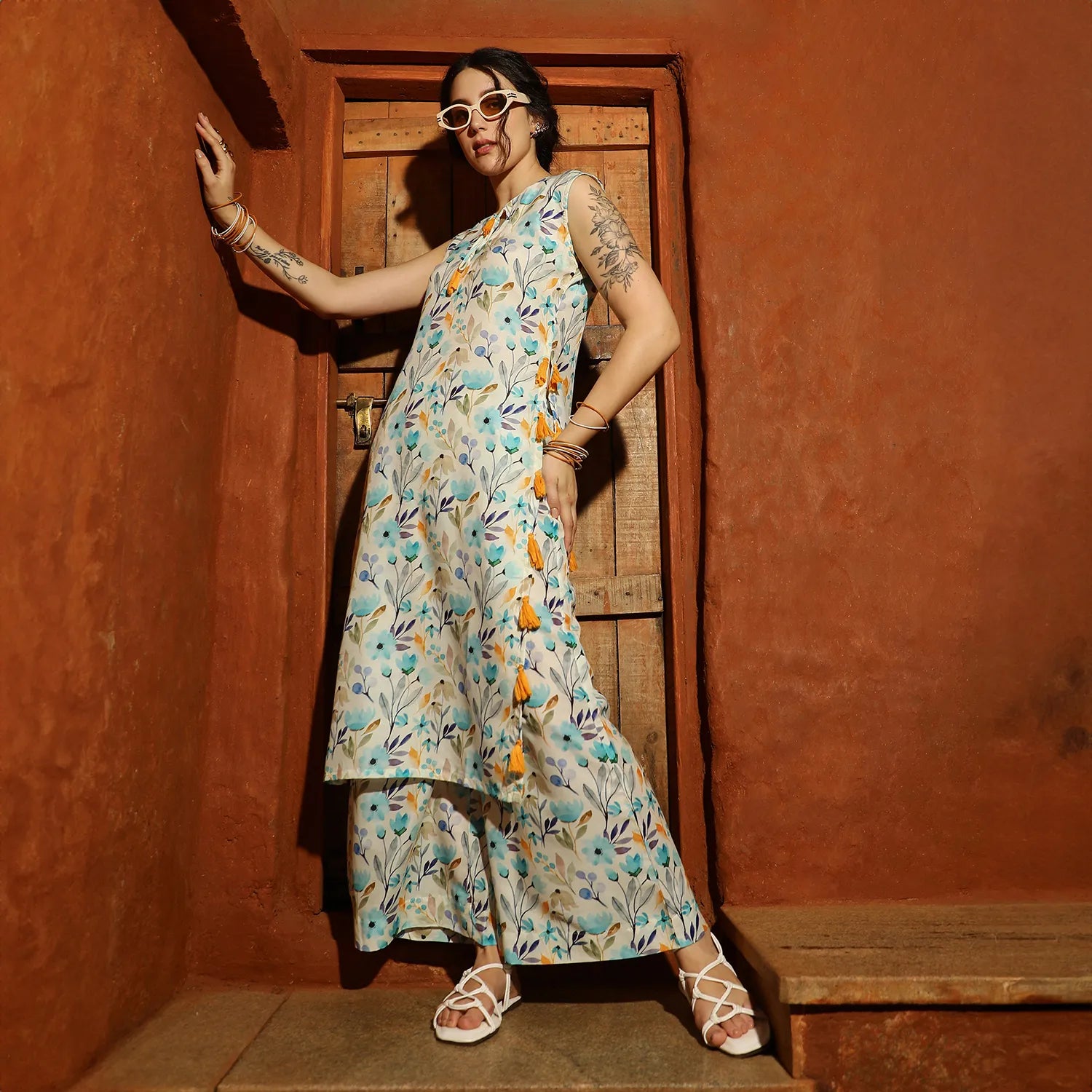 Floral Tassel Kurta With Palazzo