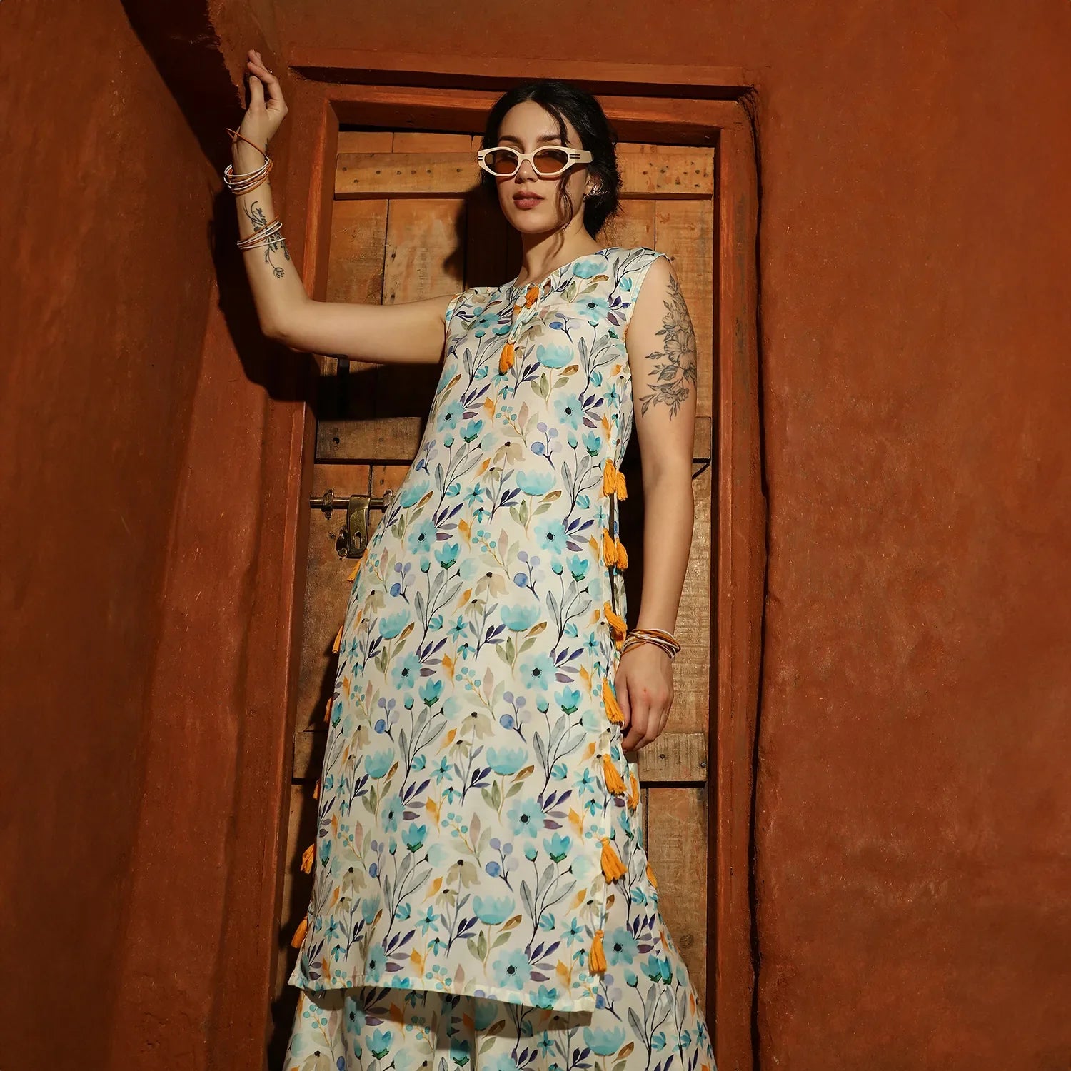 Floral Tassel Kurta With Palazzo