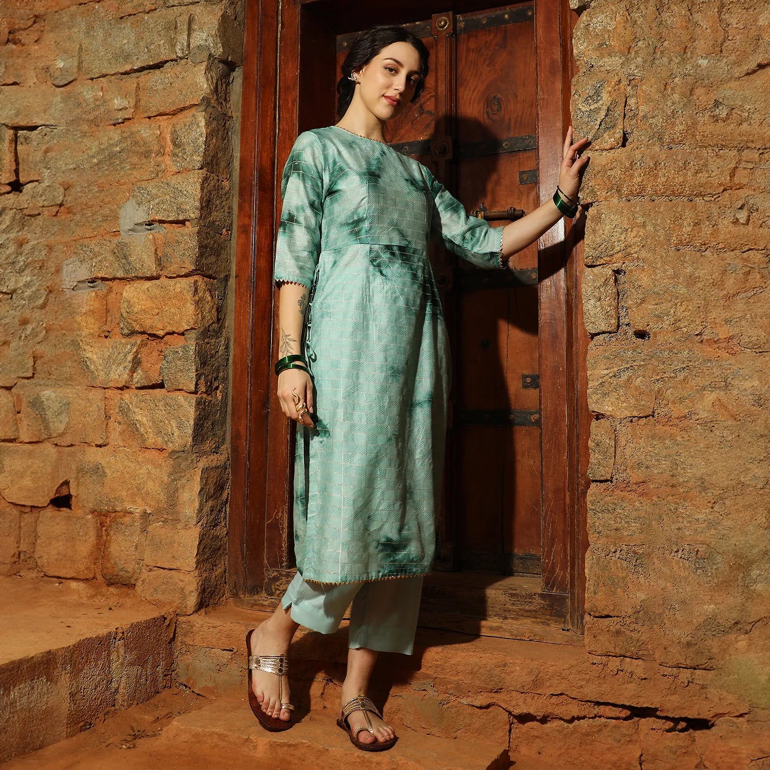 Tie-Dye Kurta With Trousers