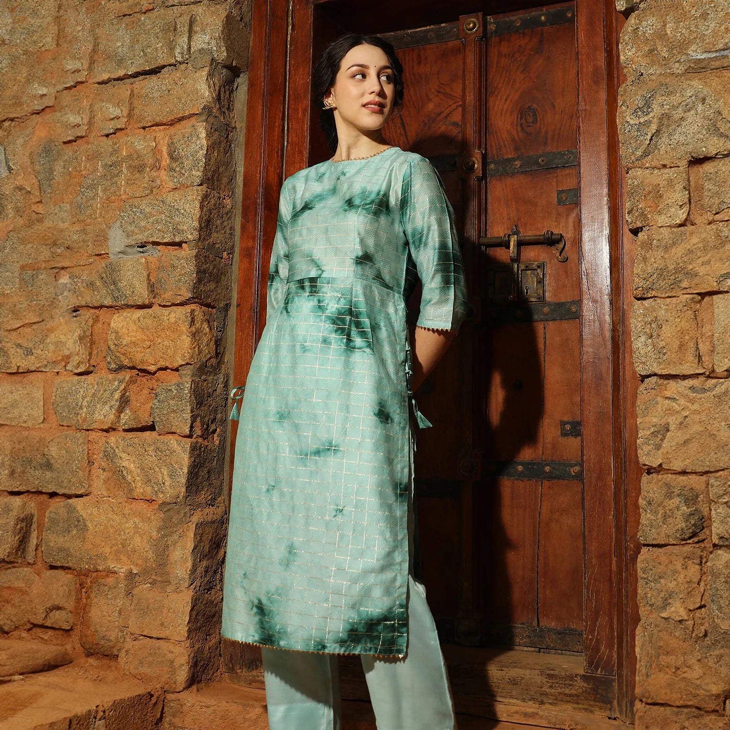 Tie-Dye Kurta With Trousers