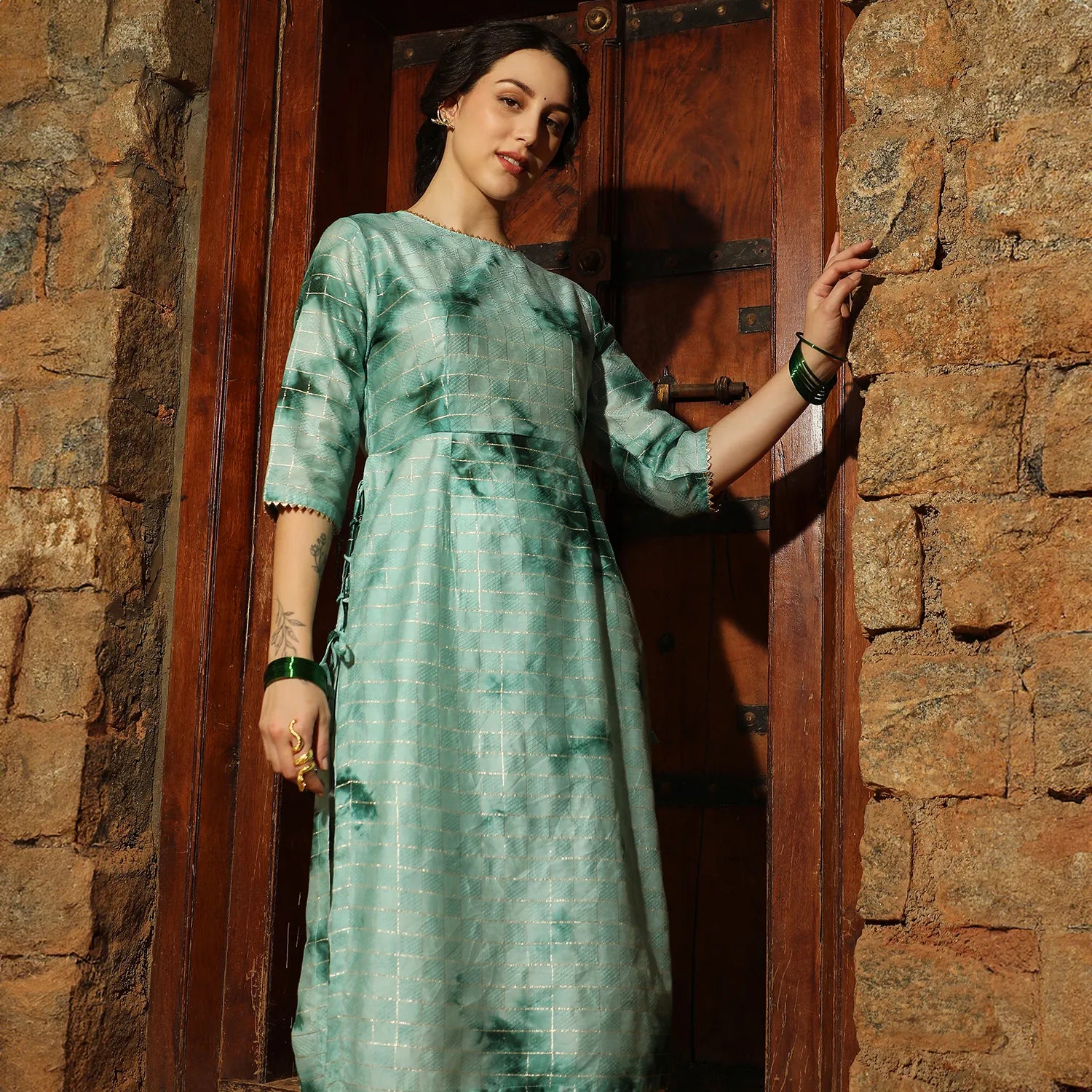 Tie-Dye Kurta With Trousers