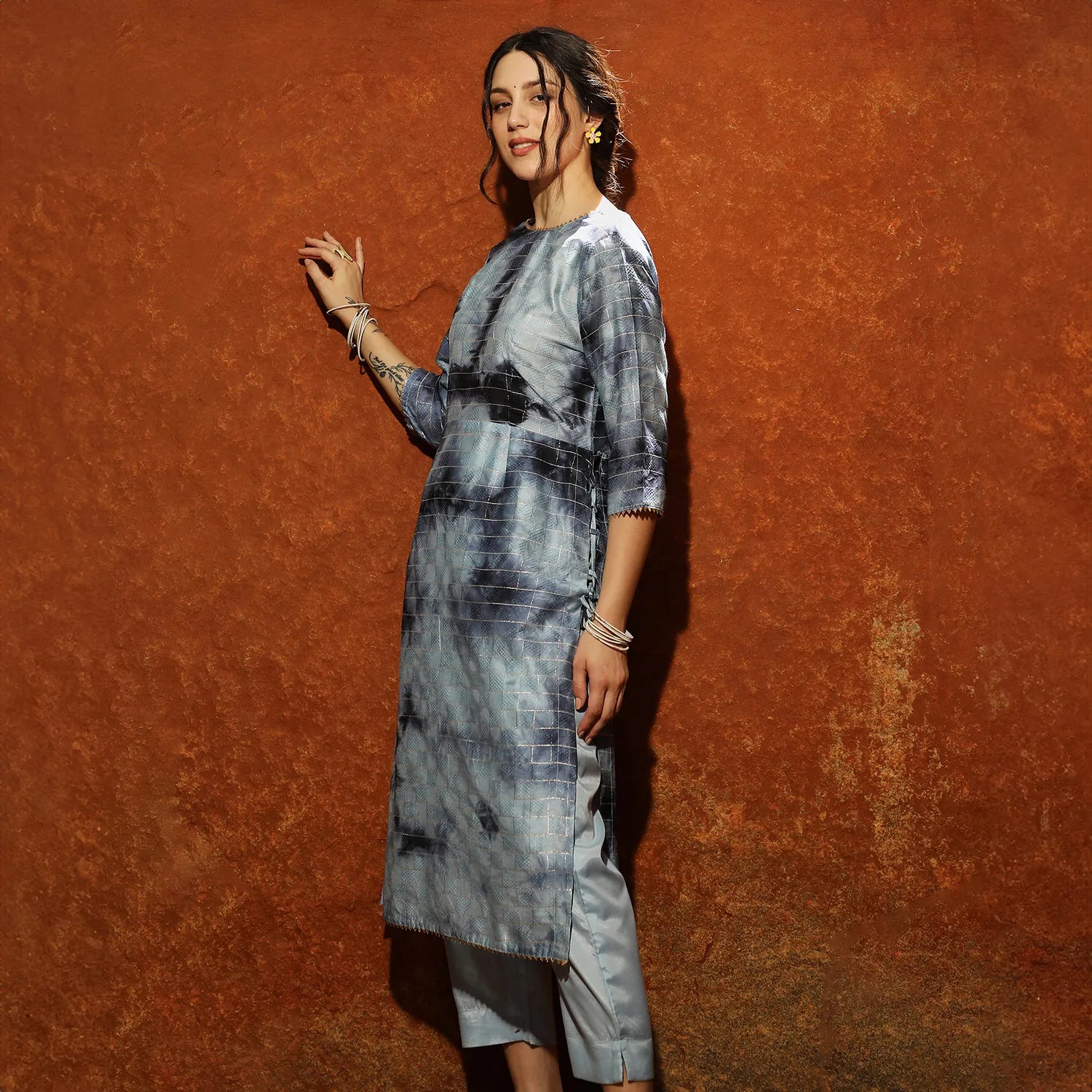 Tie-Dye Kurta With Trousers