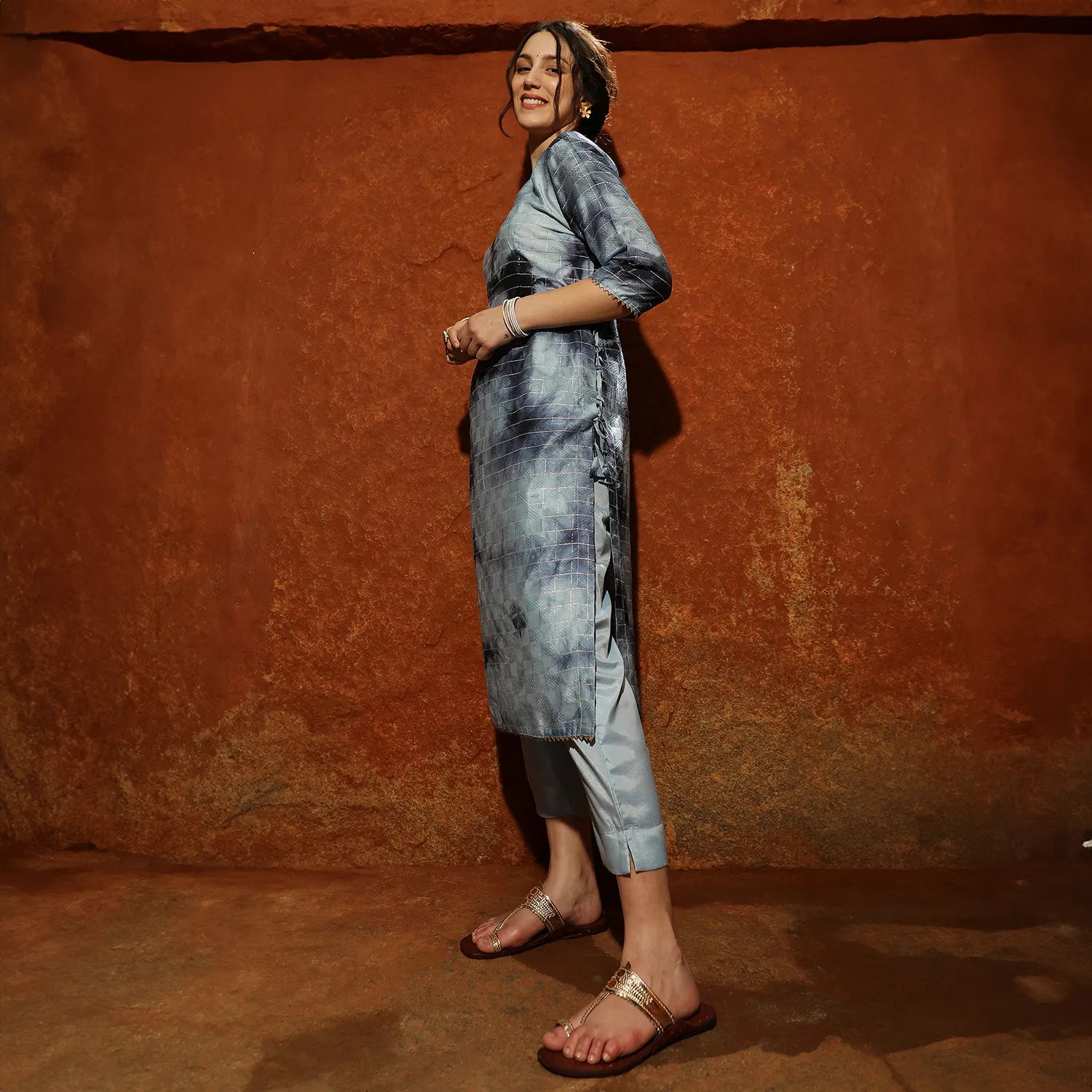 Tie-Dye Kurta With Trousers