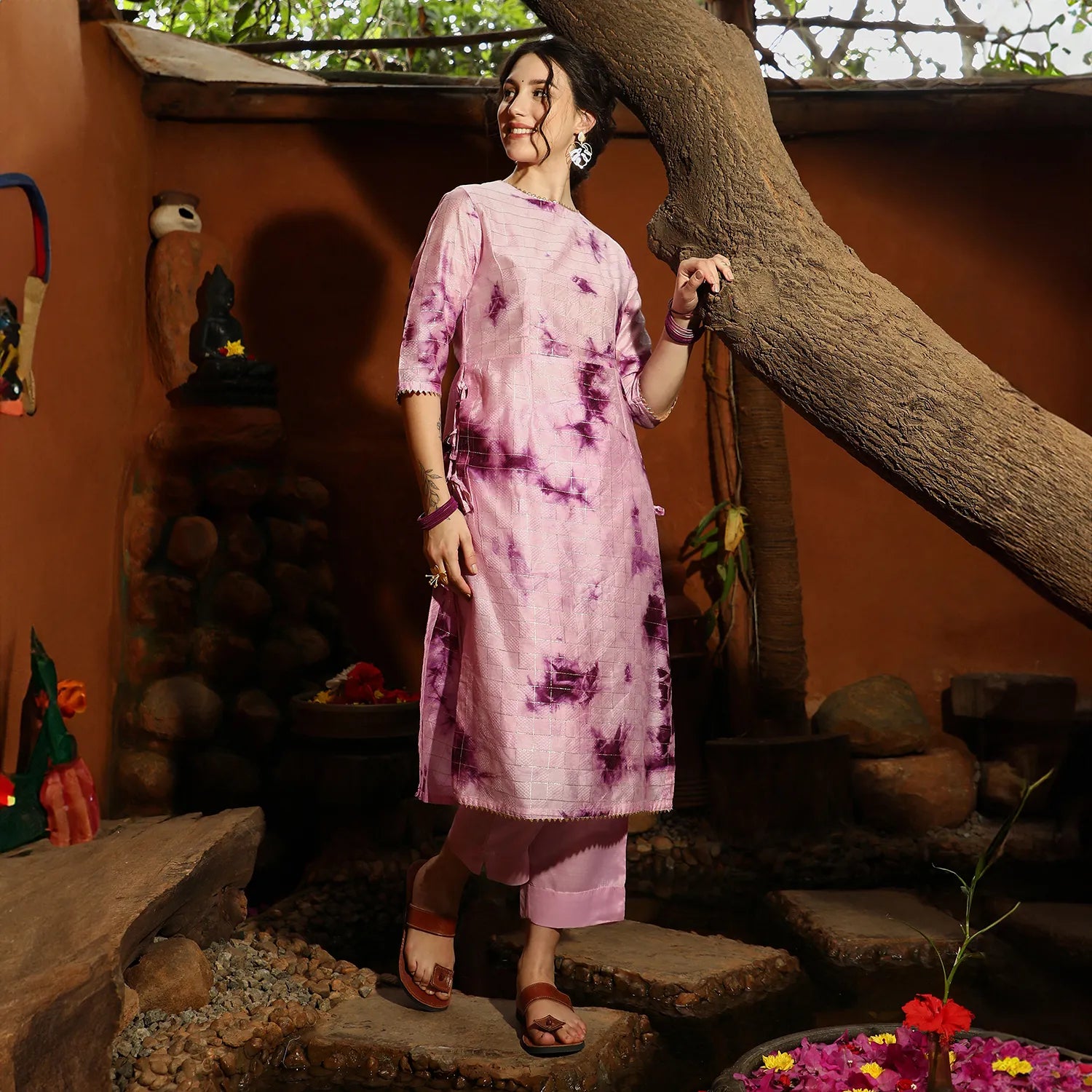 Tie-Dye Kurta With Trousers