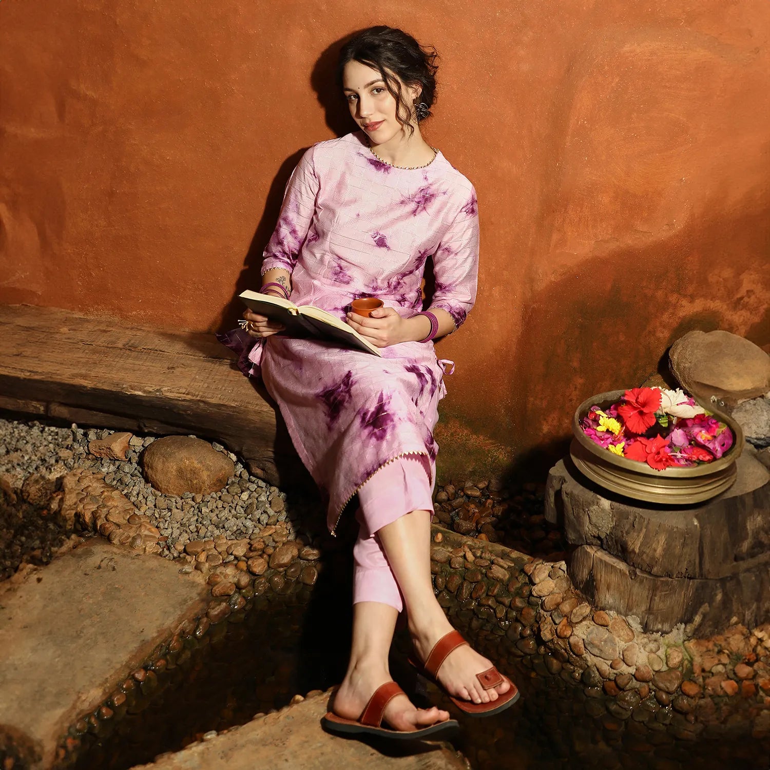 Tie-Dye Kurta With Trousers