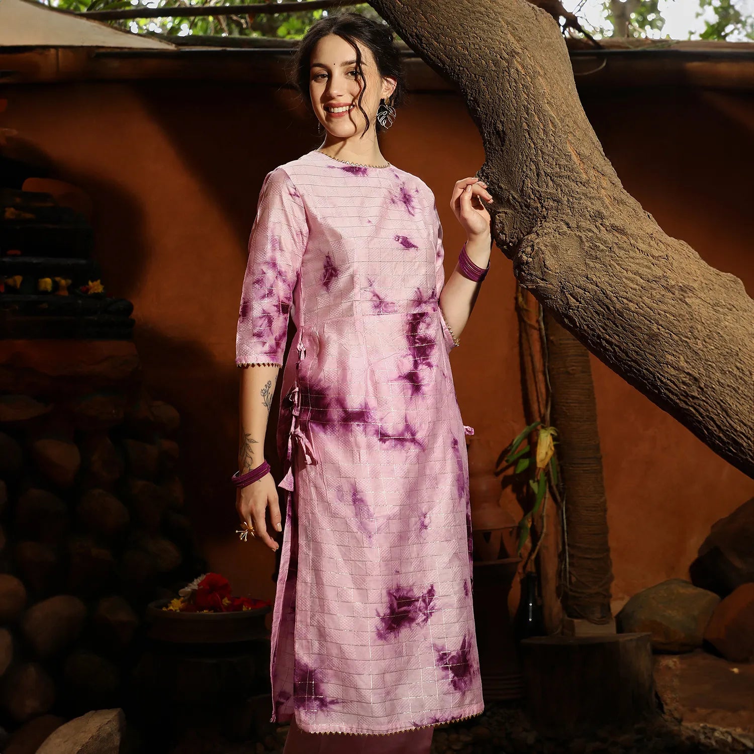 Tie-Dye Kurta With Trousers