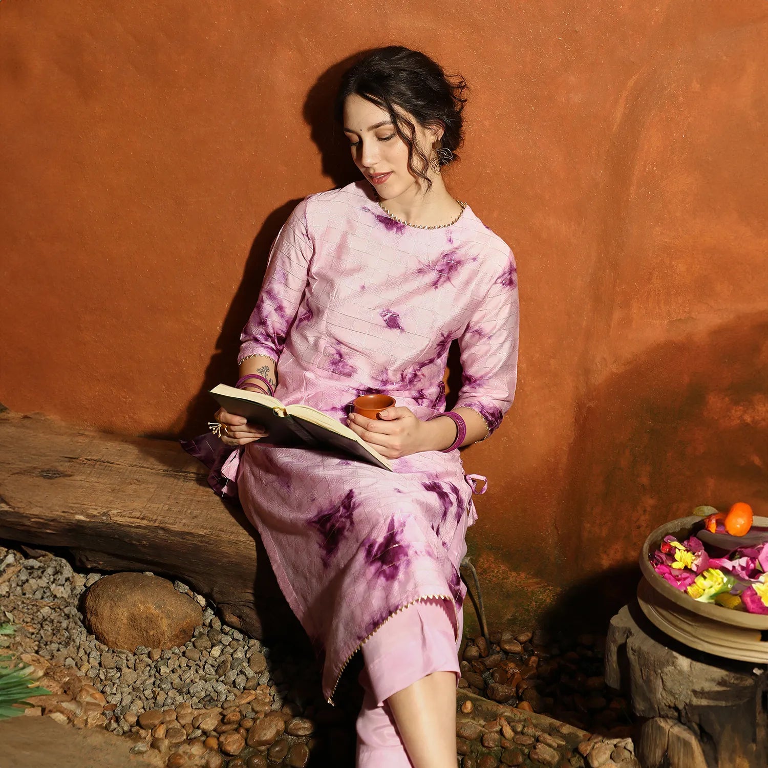 Tie-Dye Kurta With Trousers