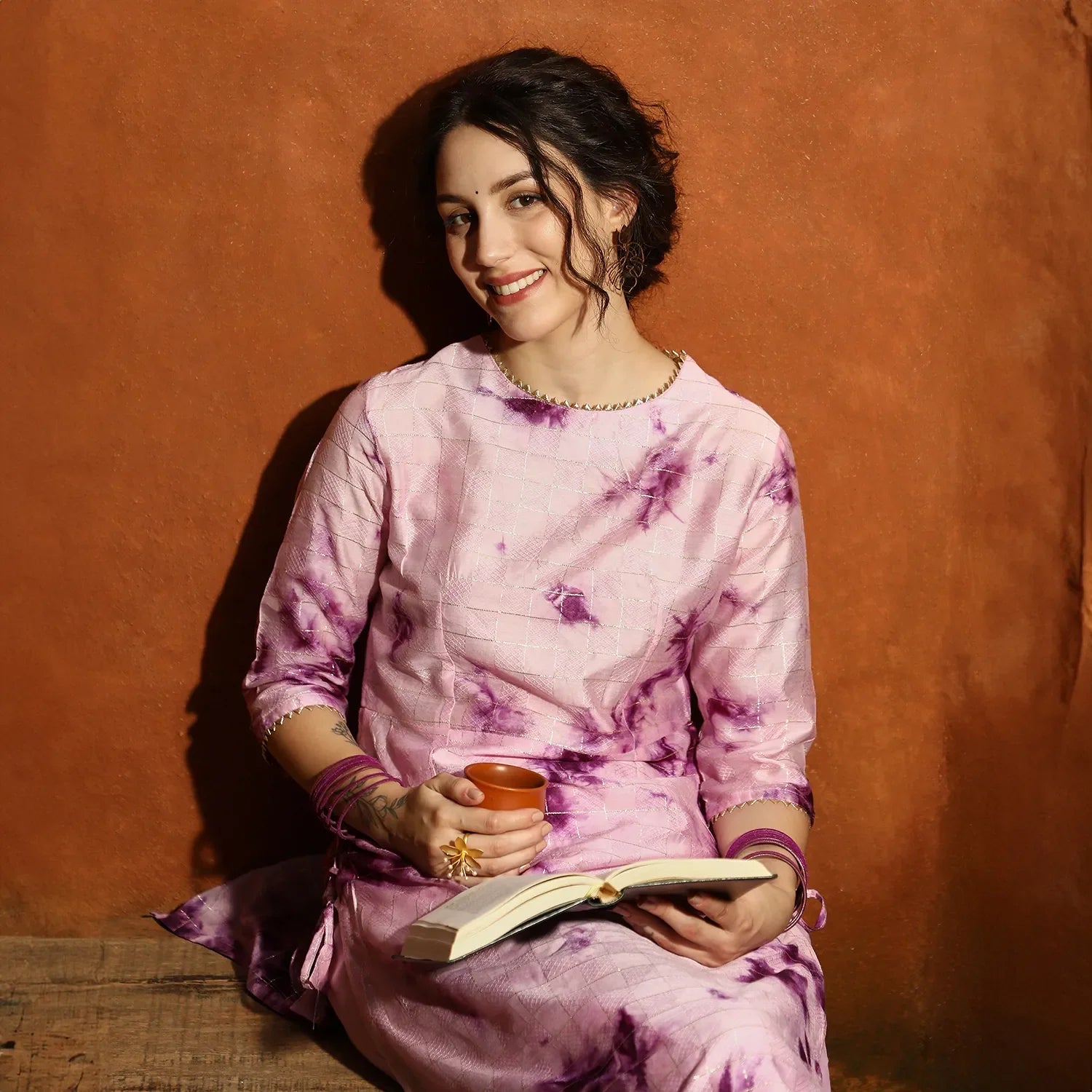 Tie-Dye Kurta With Trousers