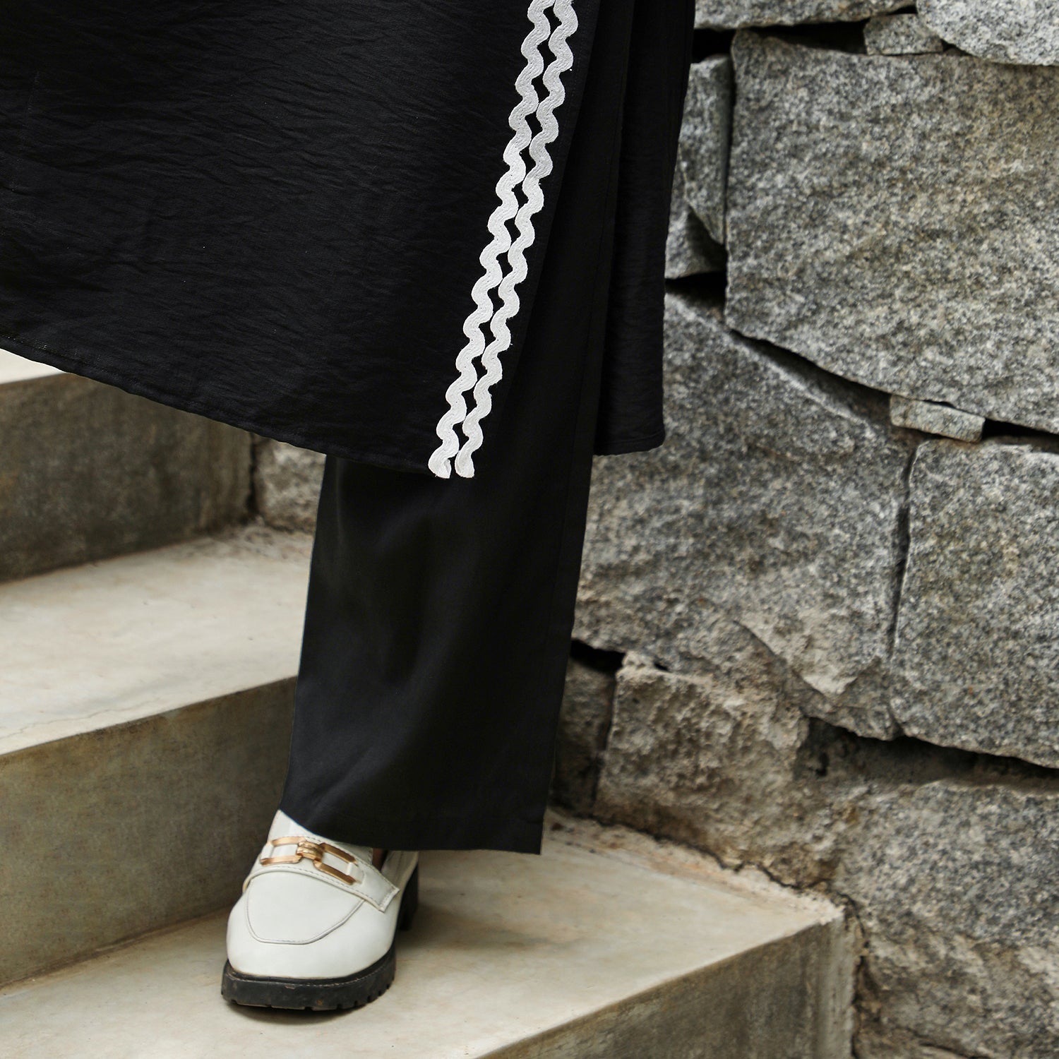 Contrast Swirl Kurta Set