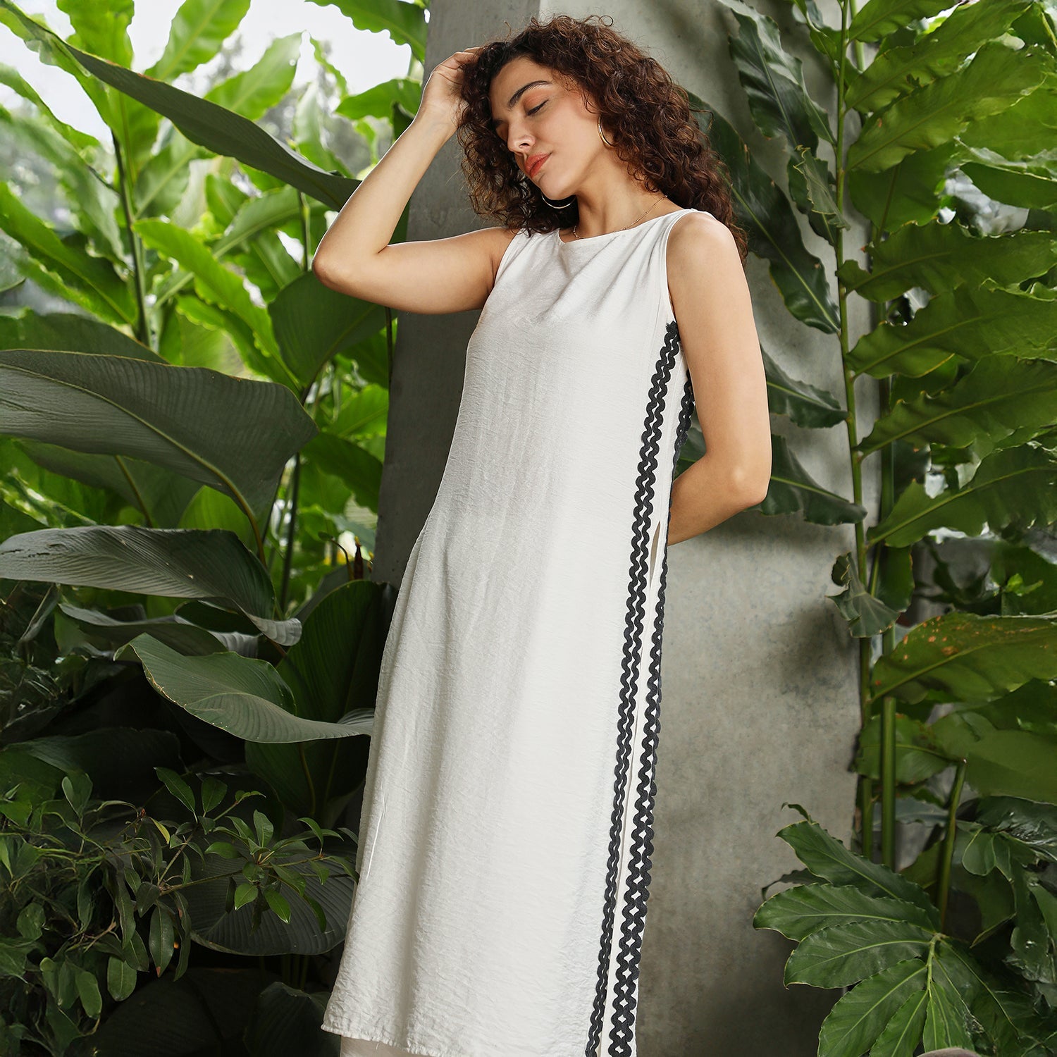 Contrast Swirl Kurta Set